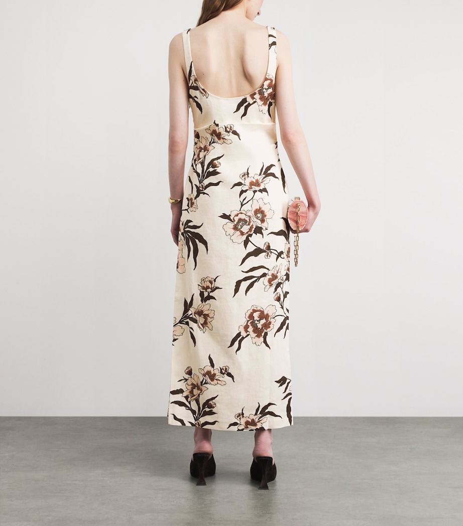 SIR. Womens Linen Peony Balconette Maxi Dress Peony Floral Image 4
