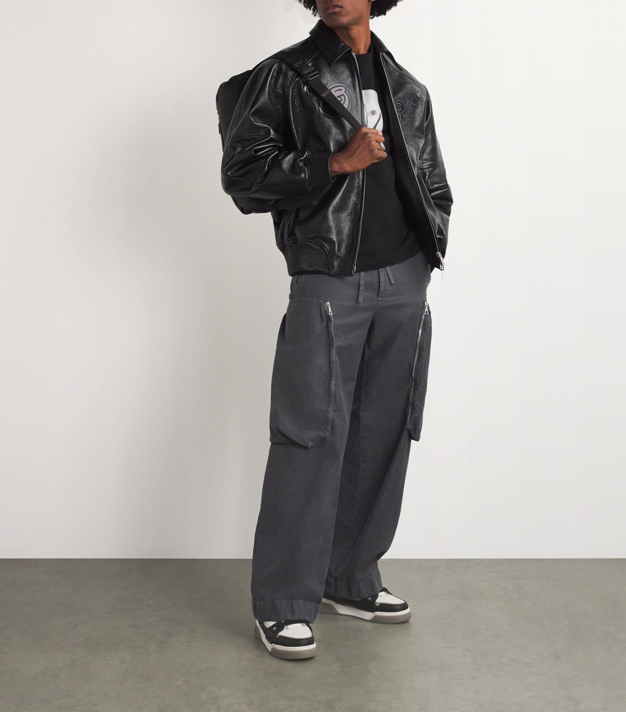 Leather Studio Sneakers BLK/WHITE Image 5