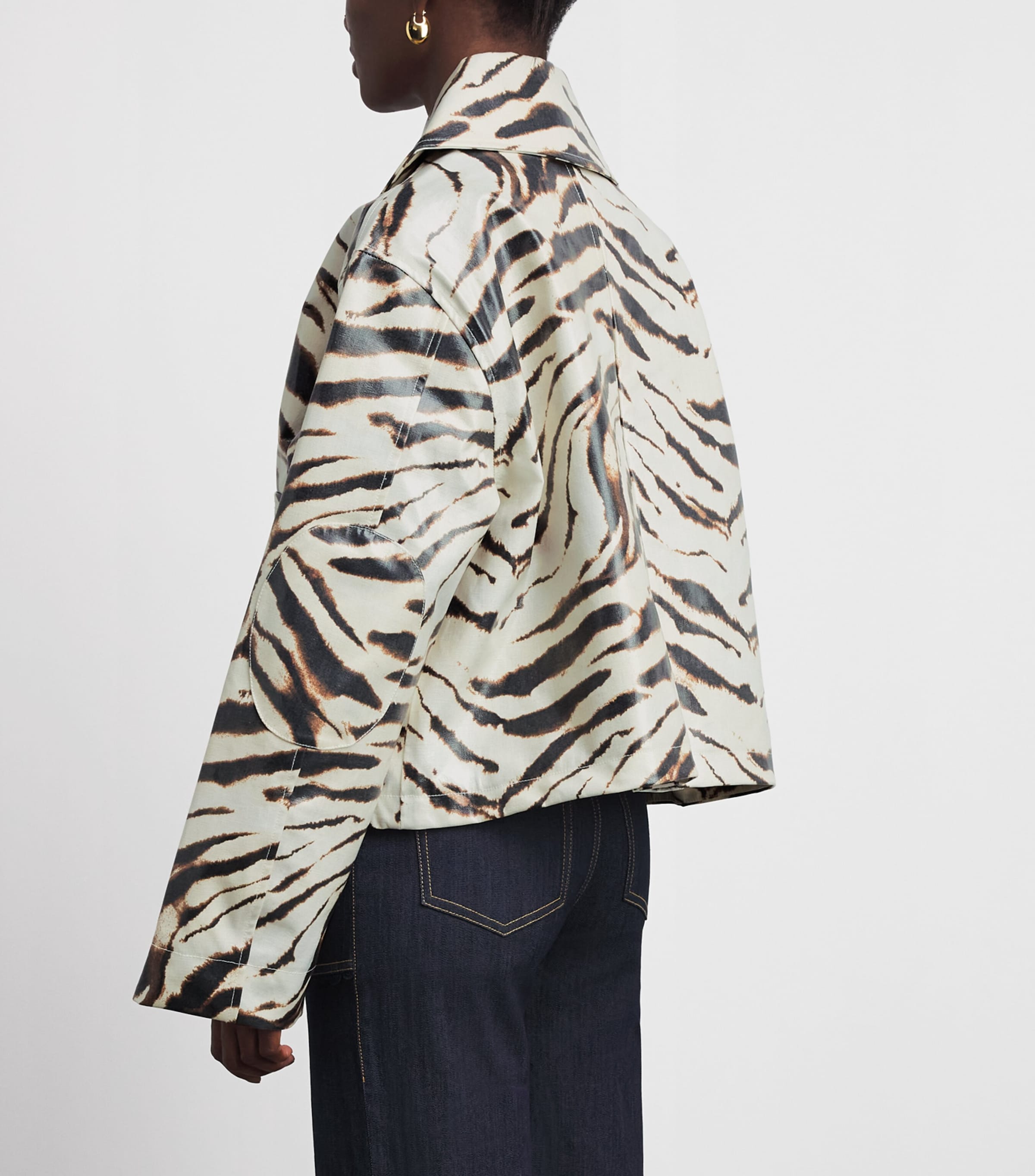 GANNI Womens Laminated Zebra Jacket Egret Image 5