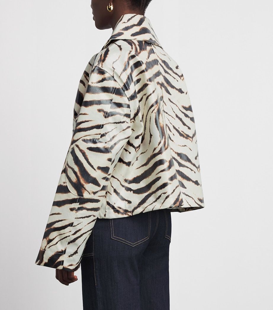 GANNI Womens Laminated Zebra Jacket Egret Image 5