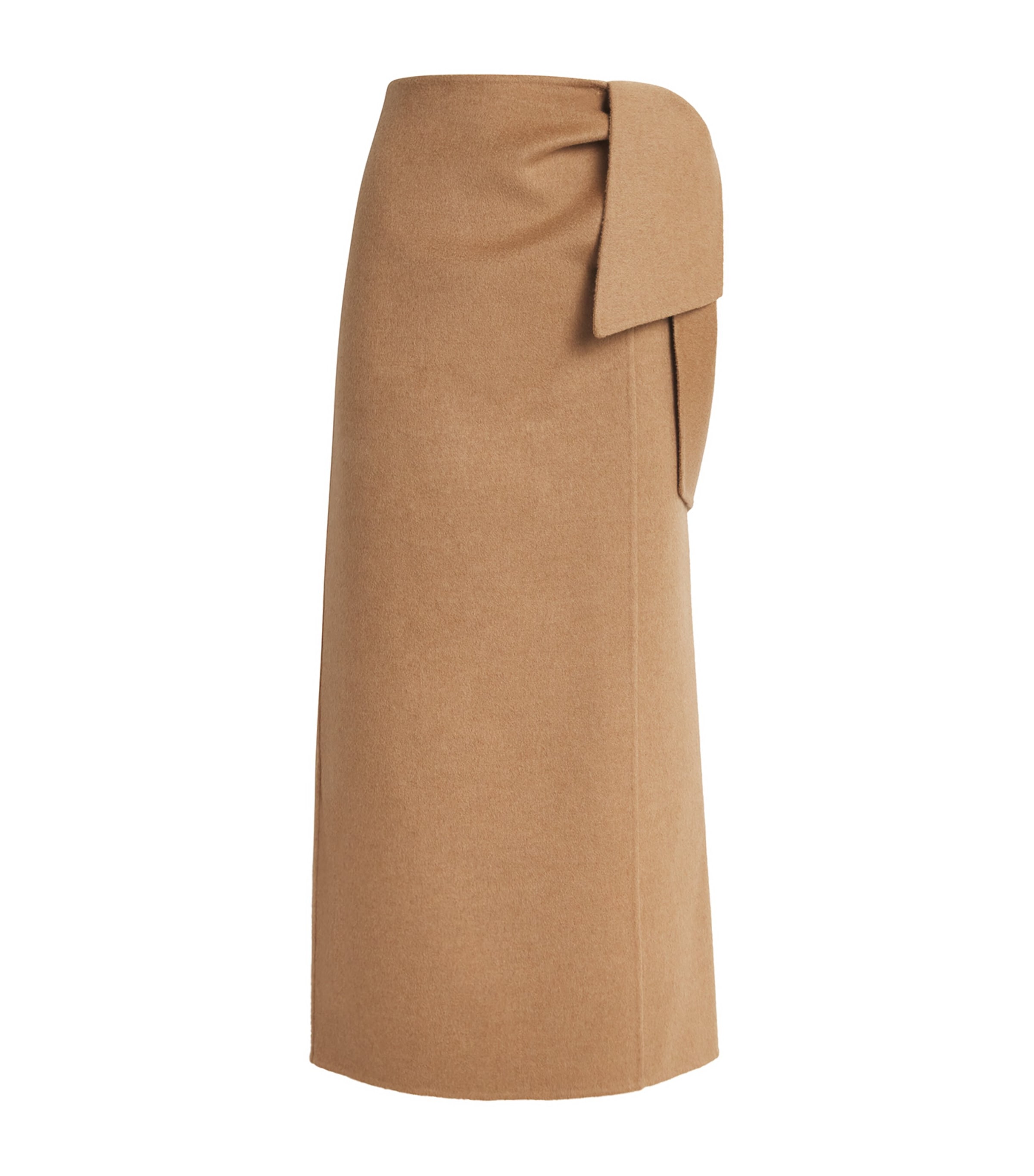 Shop Max Mara Camel Wool Midi Skirt In Beige