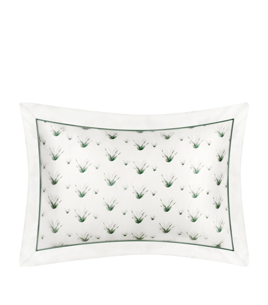 x Memo Press Silk Lily Of The Valley Oxford Pillowcase (50cm x 90cm) GREEN/WHITE Image 1