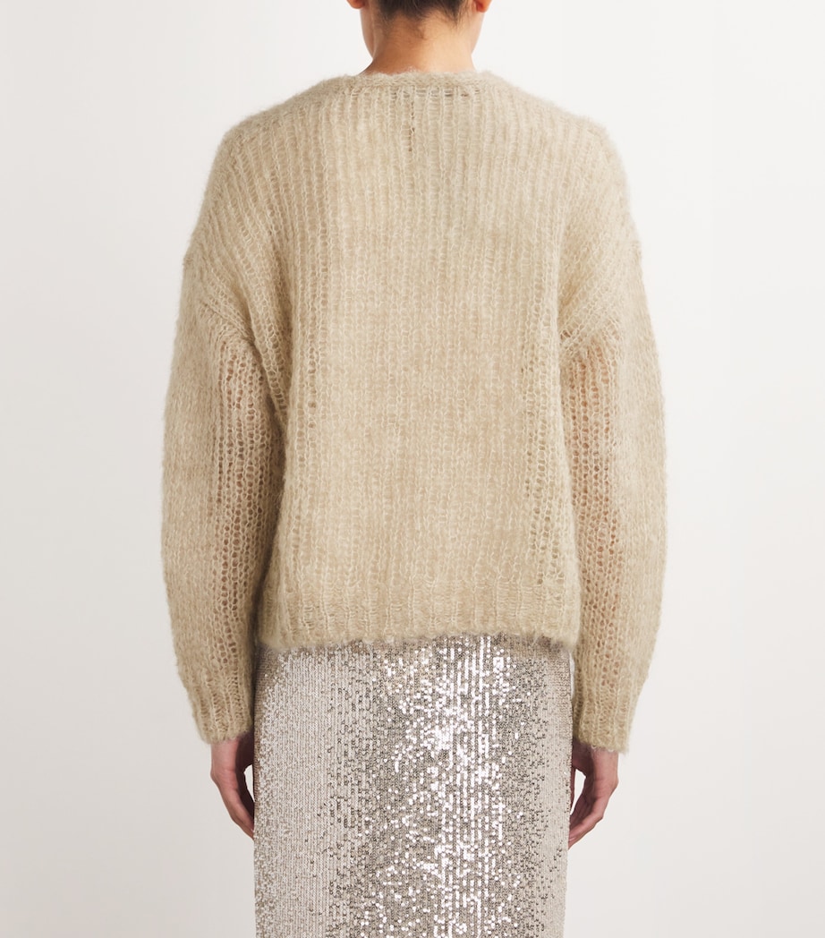 Weekend Max Mara Womens Mohair-Blend Brushed Cardigan Sand Image 4