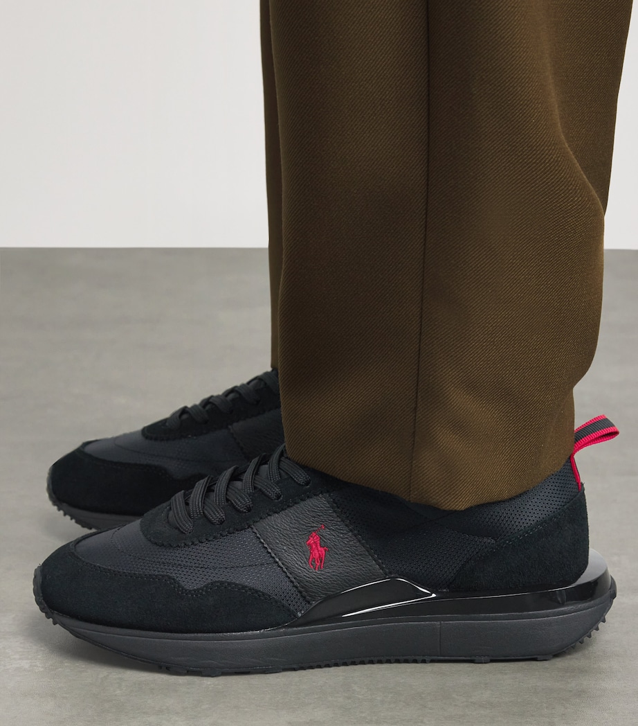 Polo Ralph Lauren Leather-Blend Logo Sneakers Triple Black/red Pp Image 4