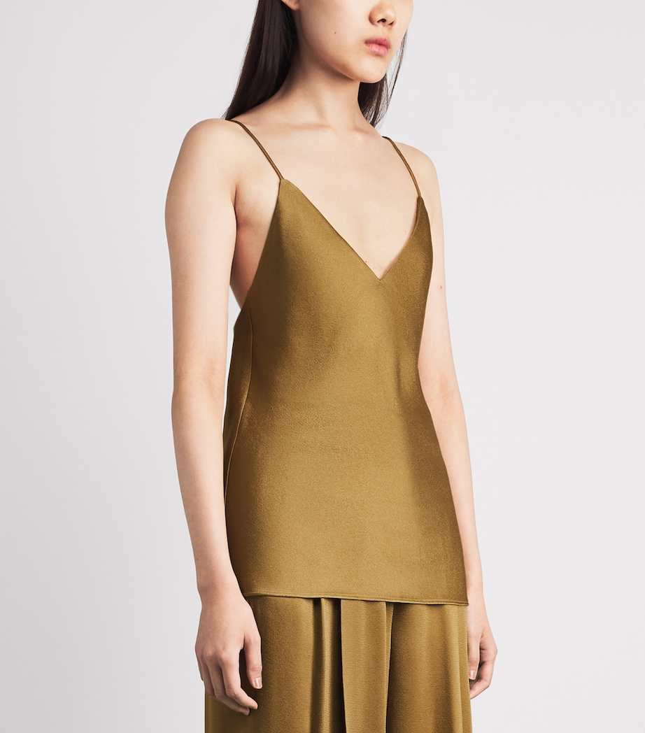 Blazé Milano Womens Satin V-Neck Manipur Top Dijon Image 4