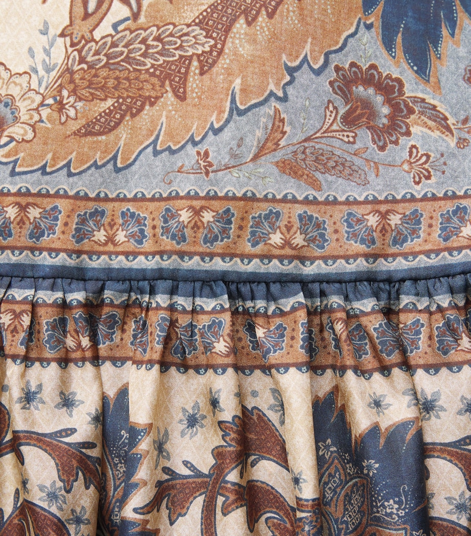 Silk Floral Ascension Midi Skirt BLCMINFLO BL/CRM I/F Image 5