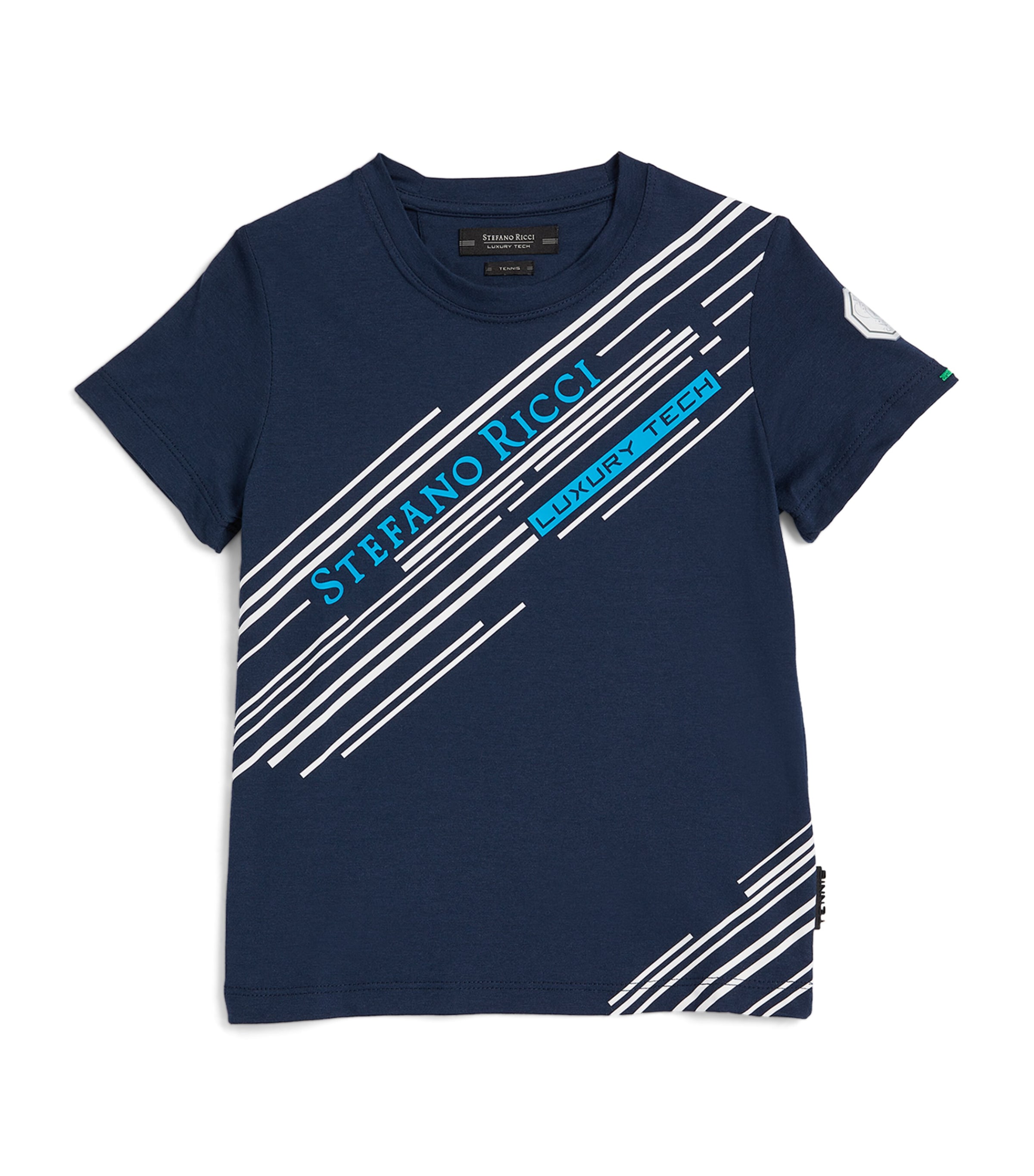 Shop Stefano Ricci Cotton-blend Logo T-shirt In Navy