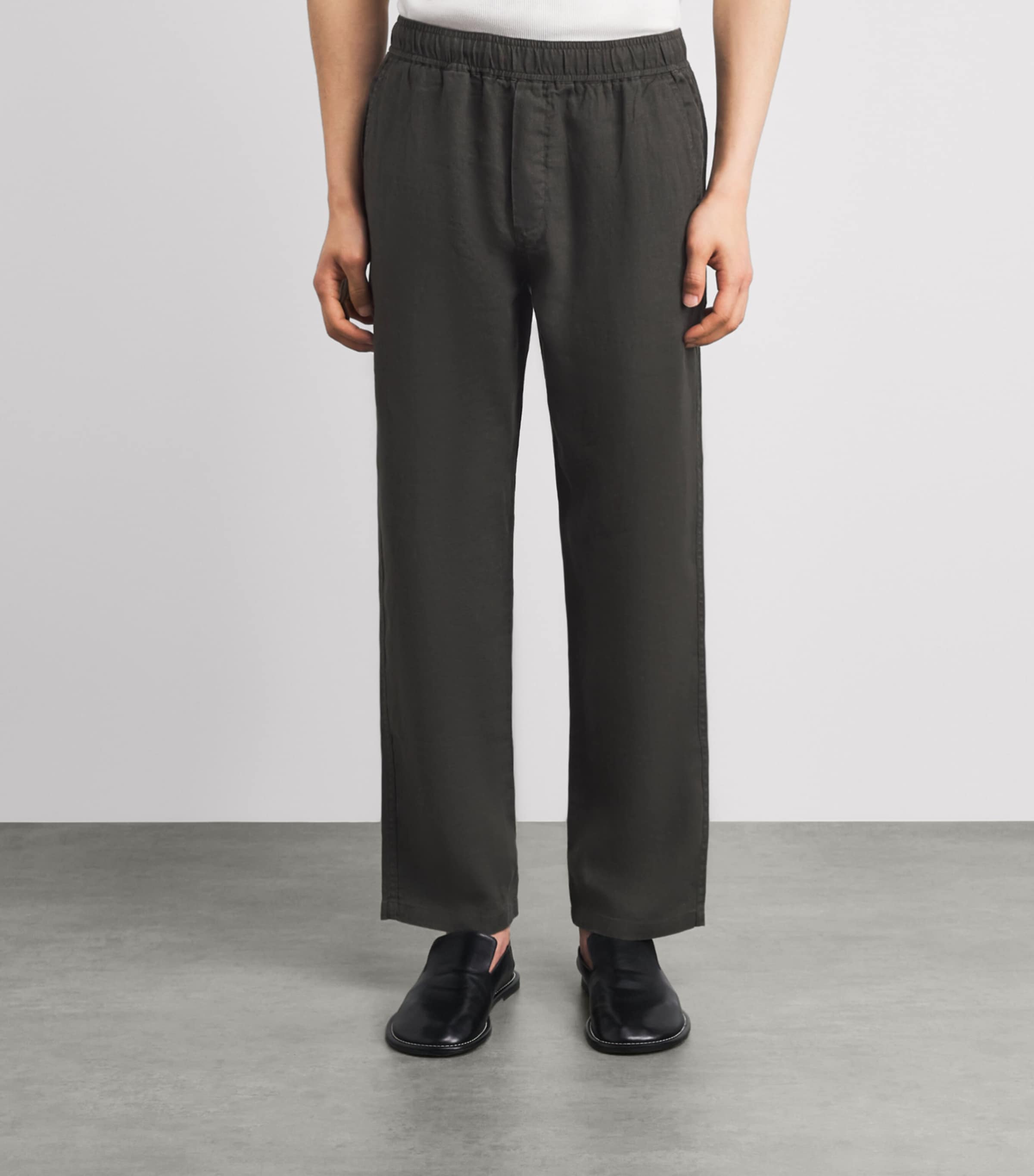 Samsøe Samsøe Mens Organic Cotton-Blend Jabari Straight Trousers Black Olive Image 4
