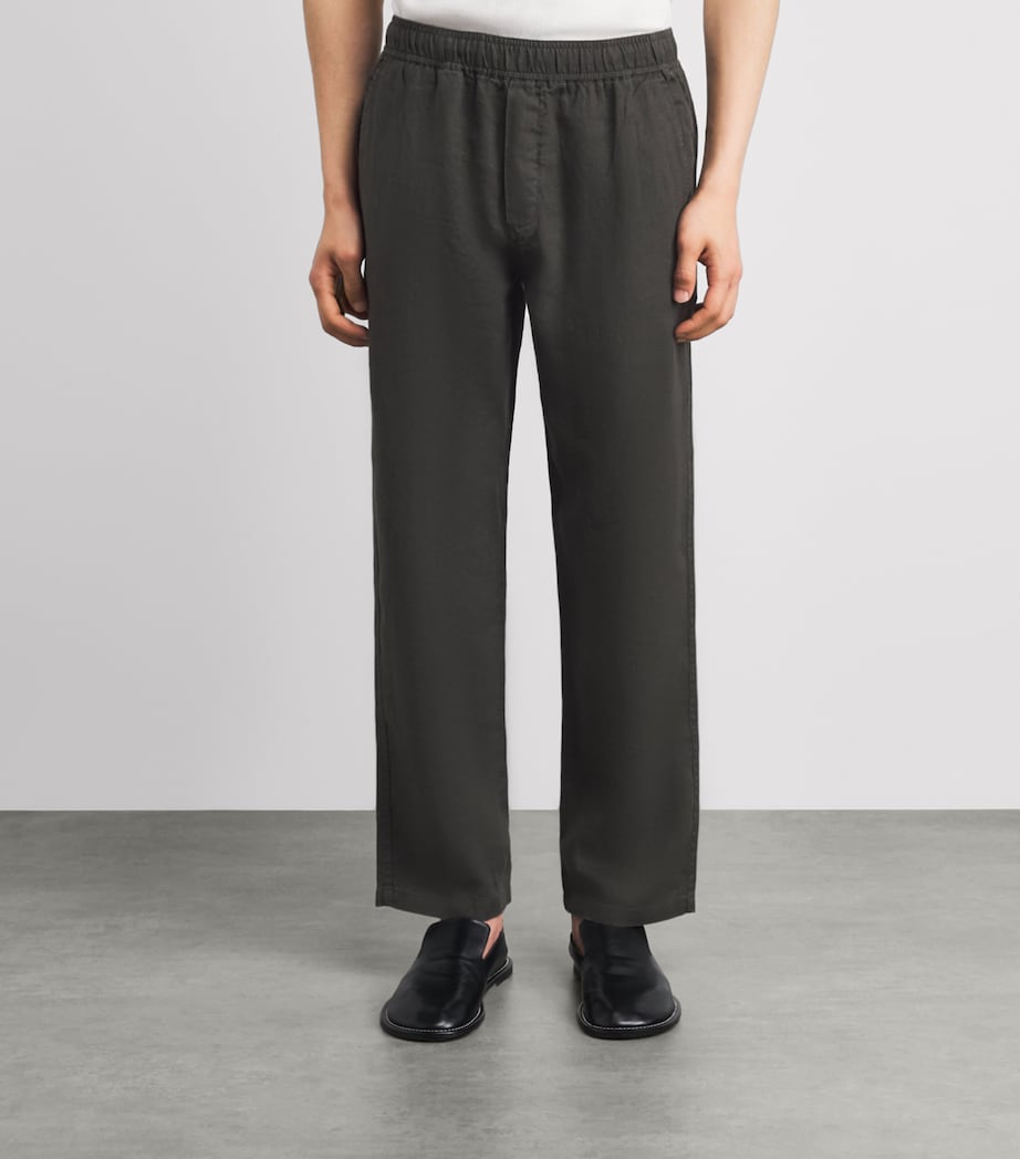 Samsøe Samsøe Mens Organic Cotton-Blend Jabari Straight Trousers Black Olive Image 4