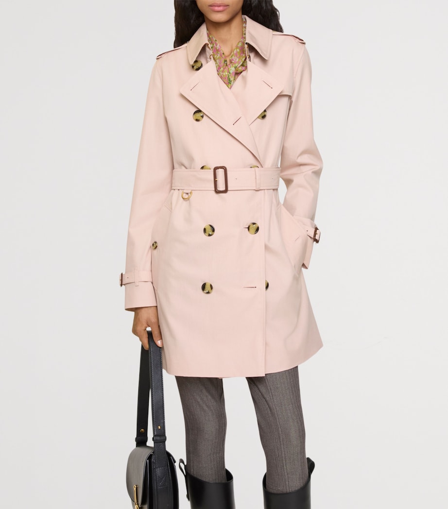 Tropical Gabardine Kensington Trench Coat PALE SUGAR PINK Image 2