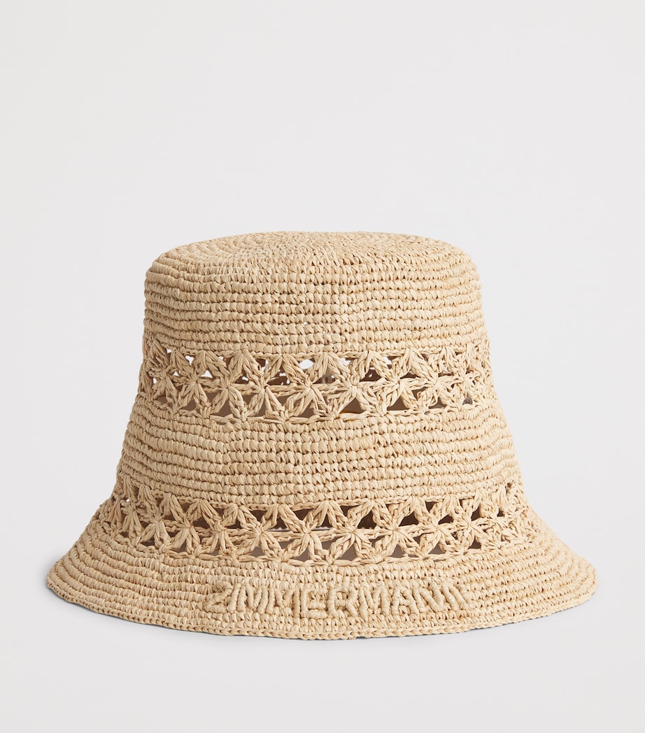 Zimmermann Raffia Woven Bucket Hat Natural Image 3