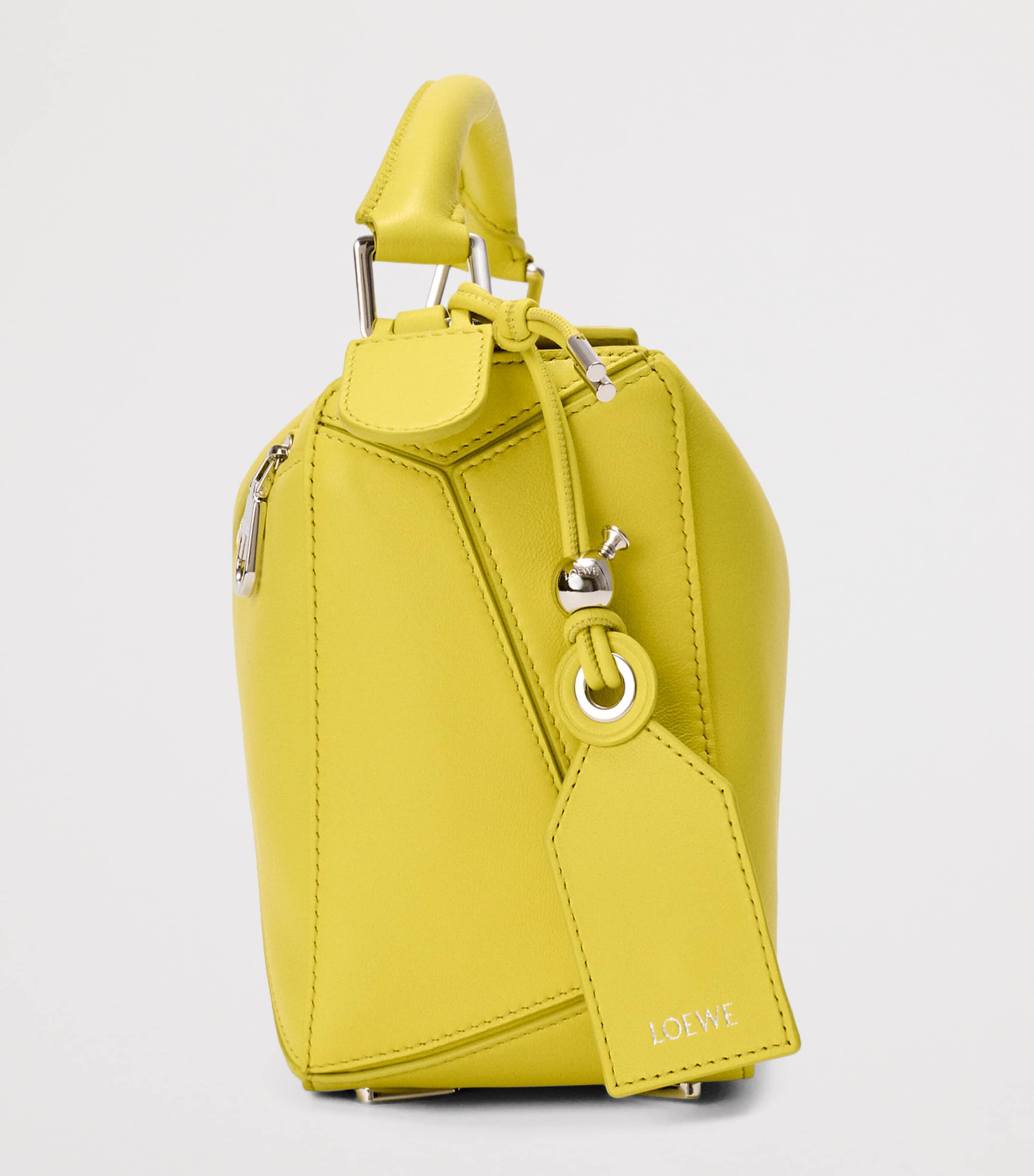 LOEWE Small Leather Featherlight Puzzle Top-Handle Bag Lemon Image 4