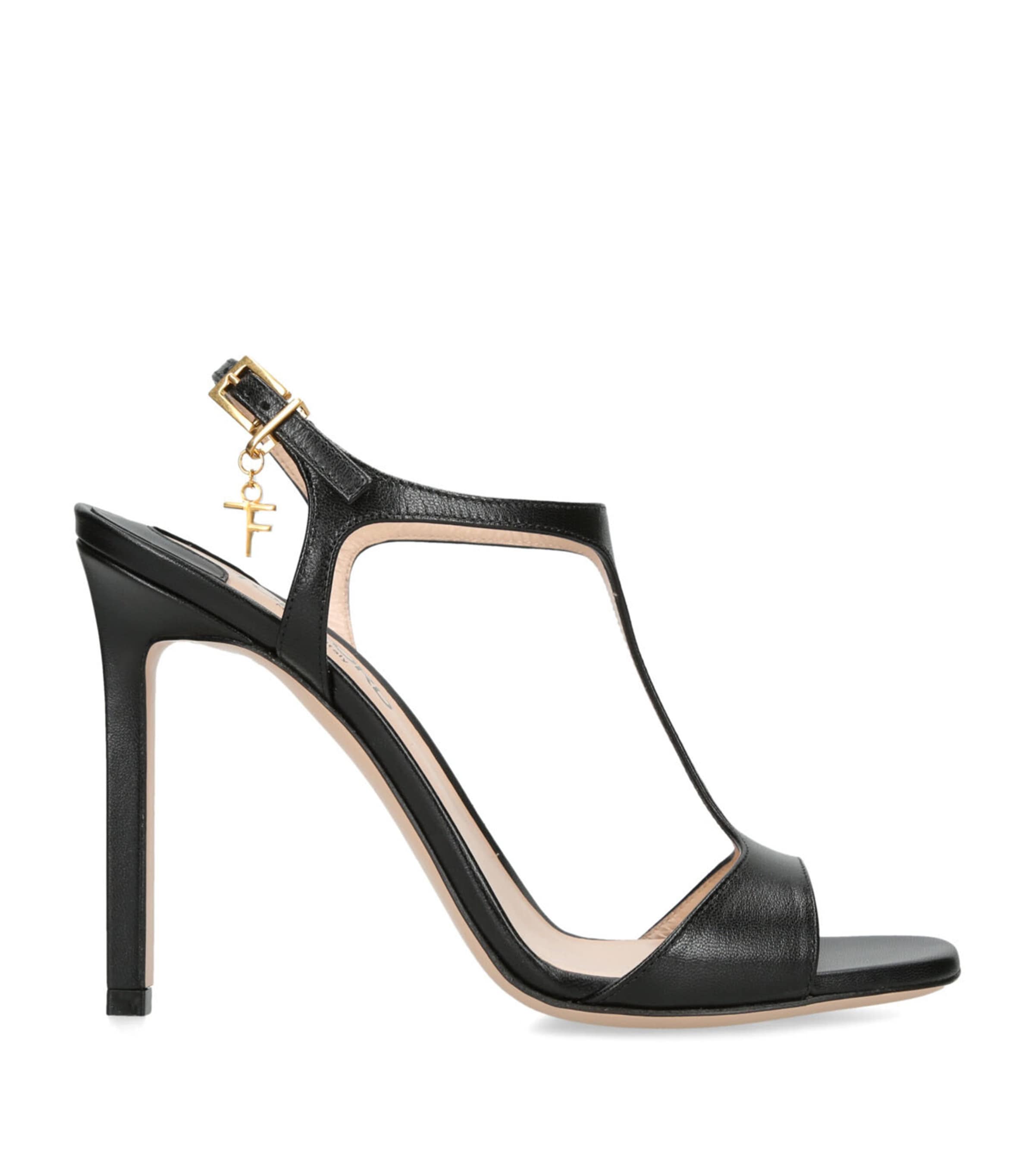 Tom Ford Leather Chain T-bar Sandals In Black