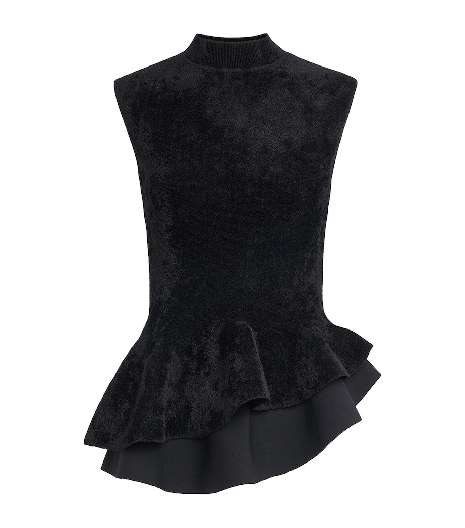 Roland Mouret Womens Asymmetric Peplum Top Black Image 1