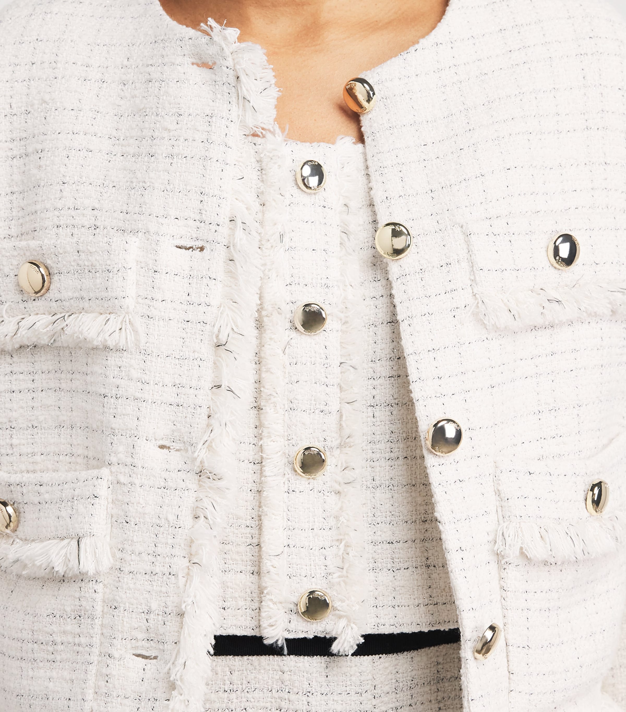 Maje Womens Tweed Mini Dress Ecru Image 5