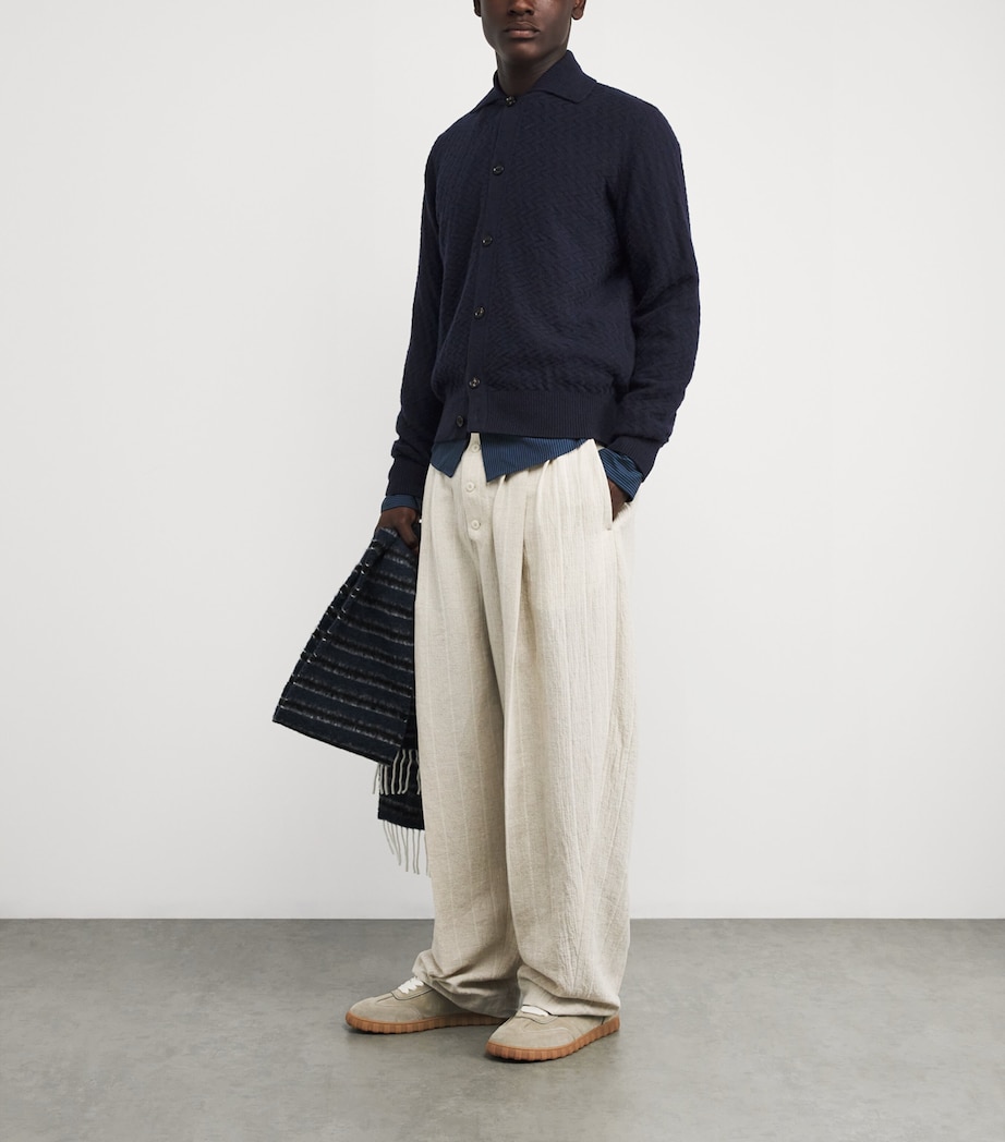 Wool Zigzag-Knit Cardigan NAVY Image 2