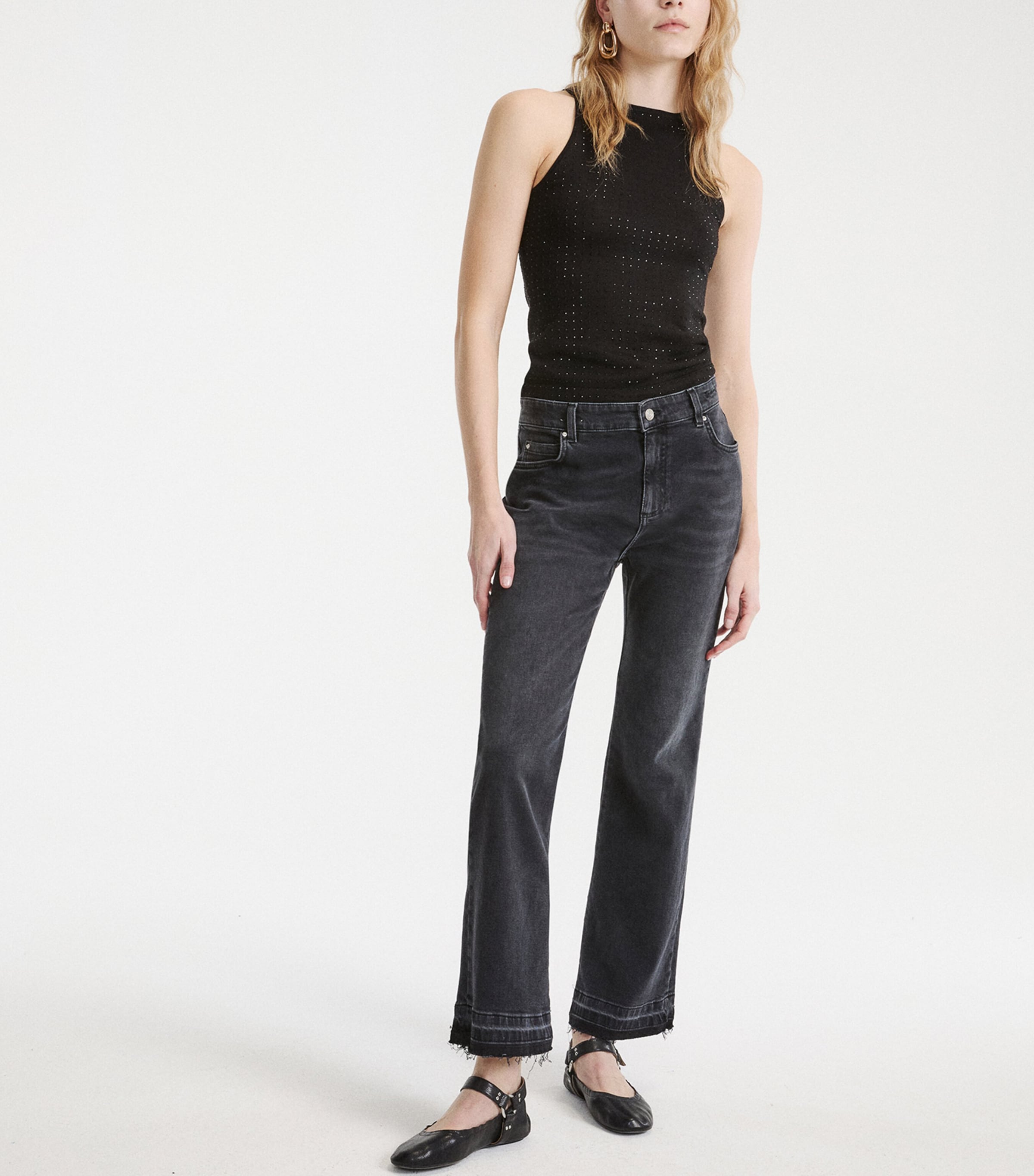 Marella Womens Mid-Rise Flared Jeans Black Image 2