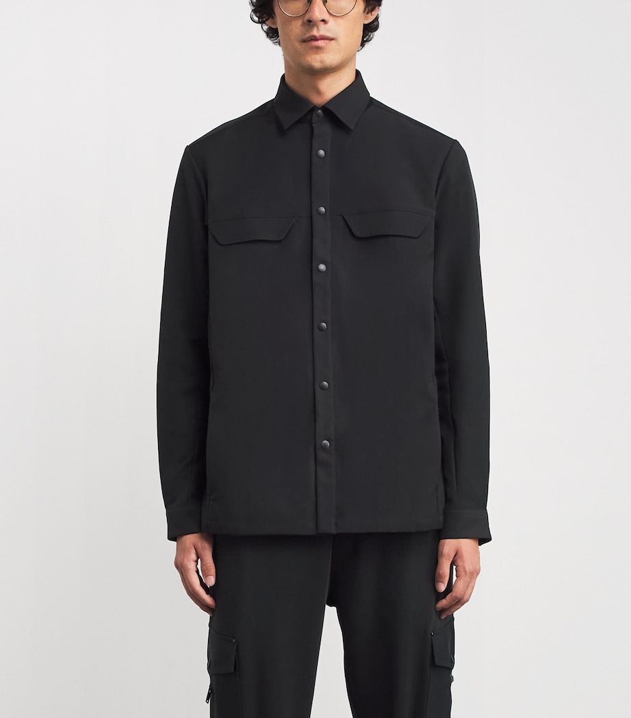 Stretch Gabardine Water-Repellent Overshirt 001BLACK Image 3