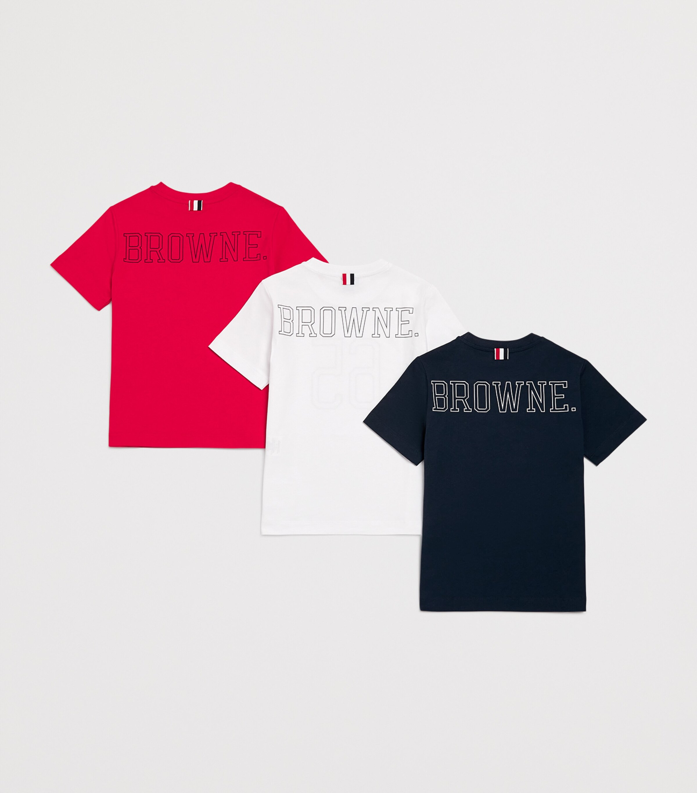 Thom Browne Kids Set of 3 Cotton Logo T-Shirts (2-12 Years) Rwbwht Image 2