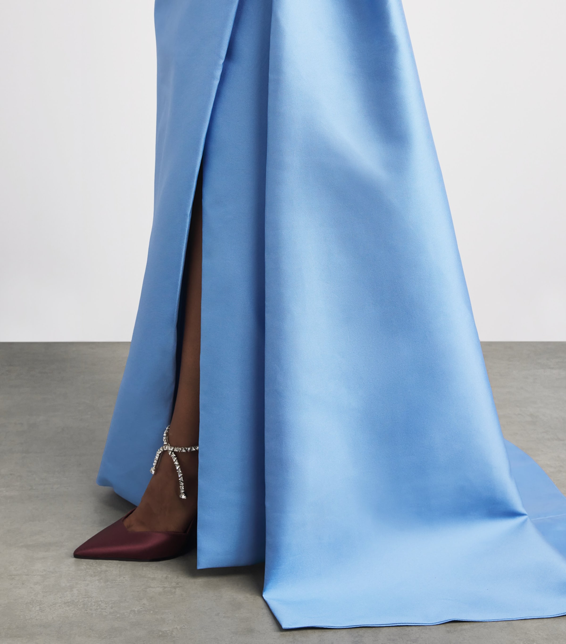 Monique Lhuillier Womens Mikado One-Shoulder Gown Bluebelle Image 5