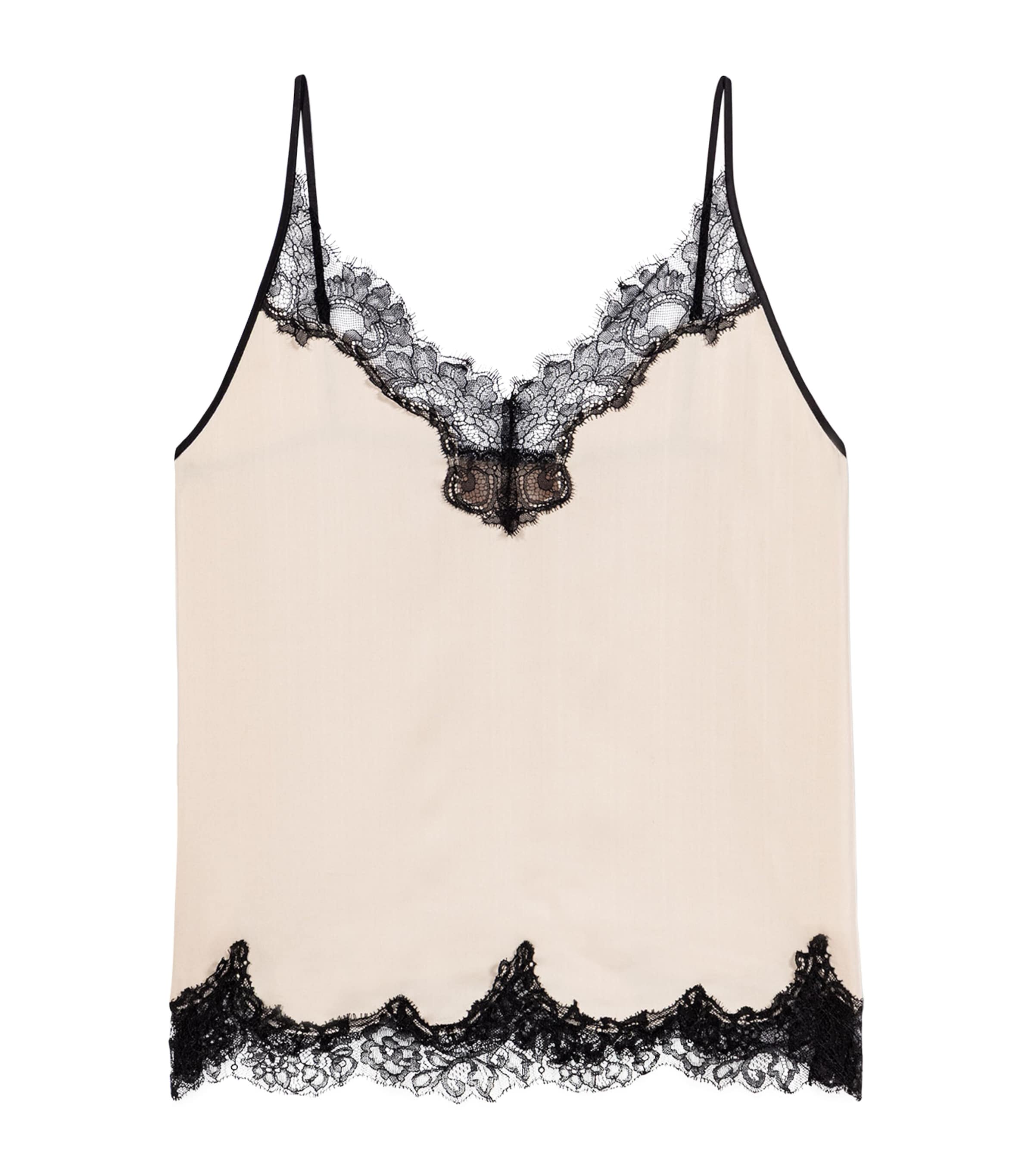 Maje Womens Lace-Trim Cami Top Beige Image 1