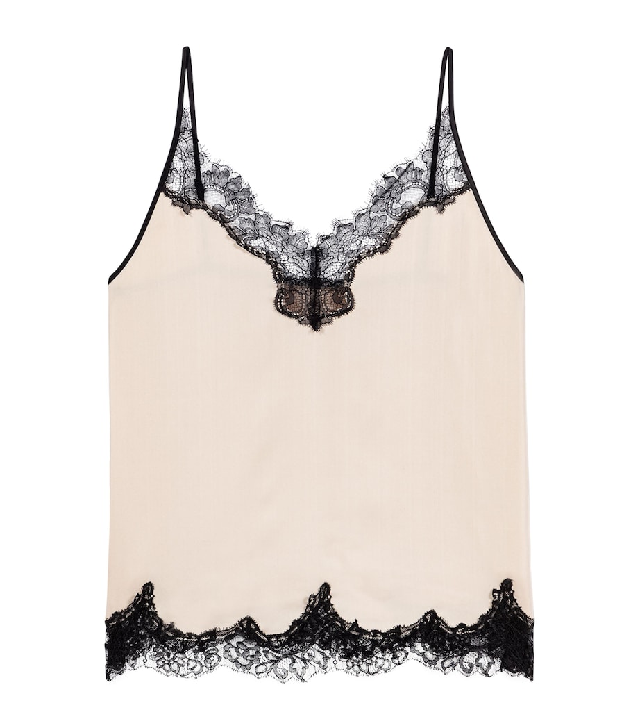 Maje Womens Lace-Trim Cami Top Beige Image 1