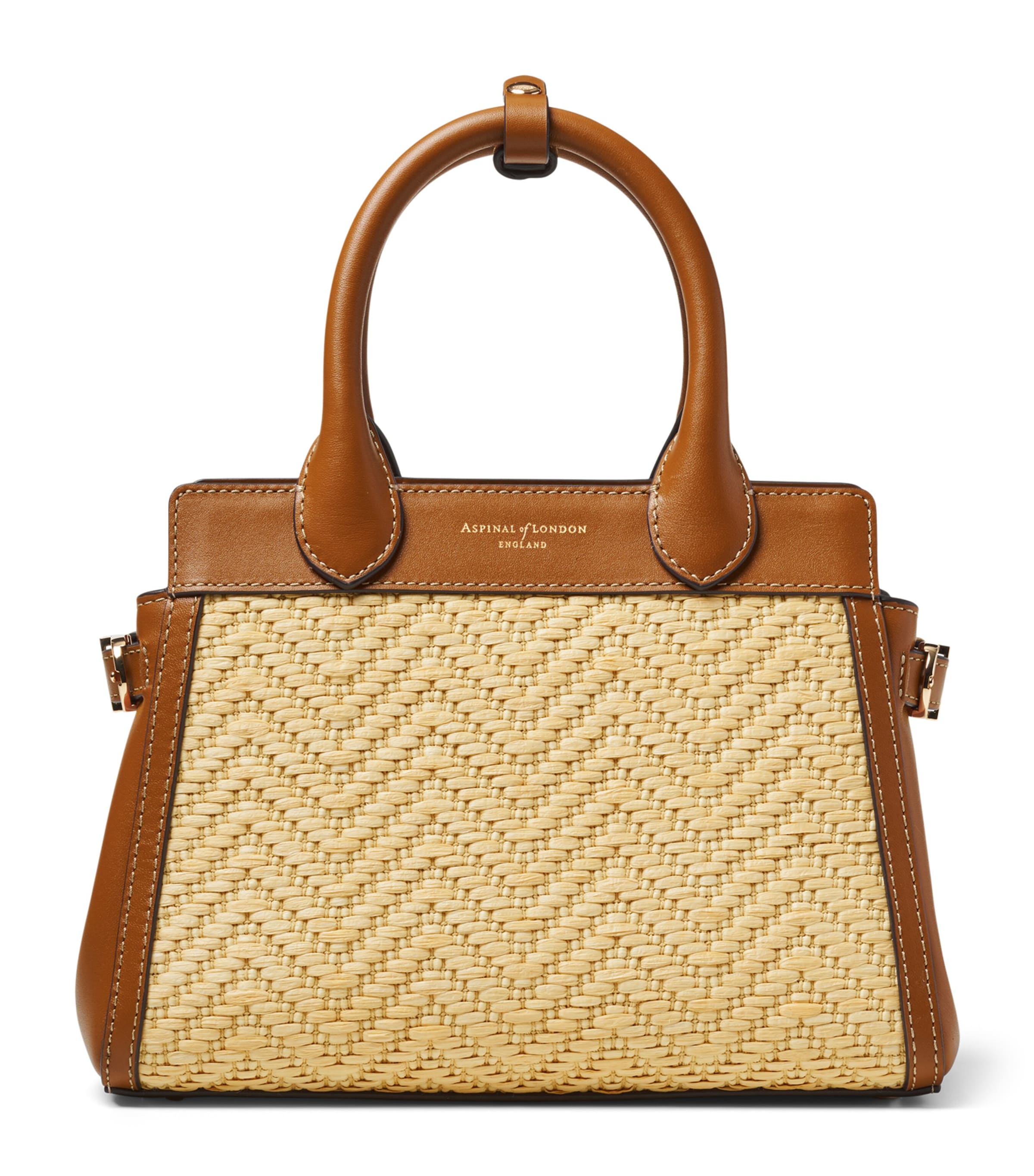 Aspinal Of London Mini Raffia-Leather Savannah Top-Handle Bag Neutral Image 1