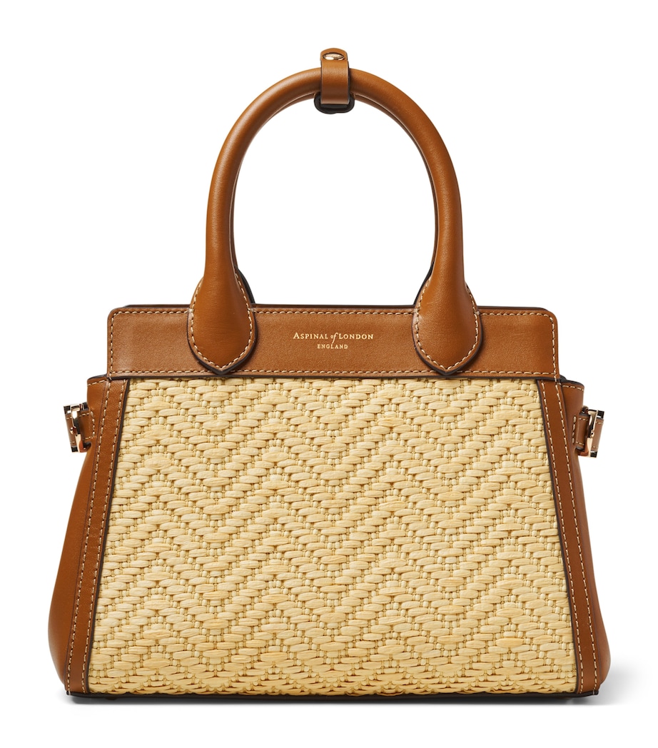 Aspinal Of London Mini Raffia-Leather Savannah Top-Handle Bag Neutral Image 1