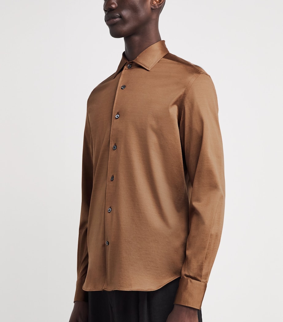 Corneliani Mens Cotton Long-Sleeve Shirt Natural / Beige Image 4