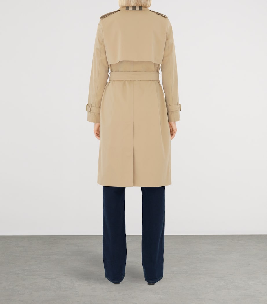 Cotton Gabardine Check-Collar Trench Coat HONEY Image 5