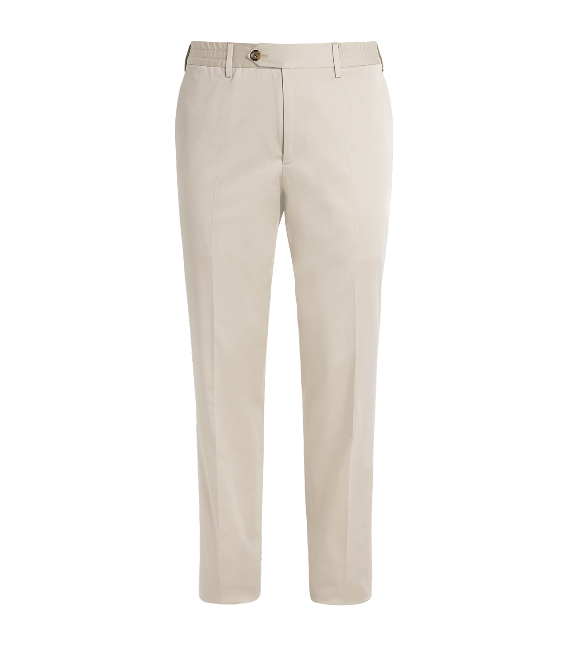 Stretch-Cotton Tailored Trousers 250 CAMEL Image 1
