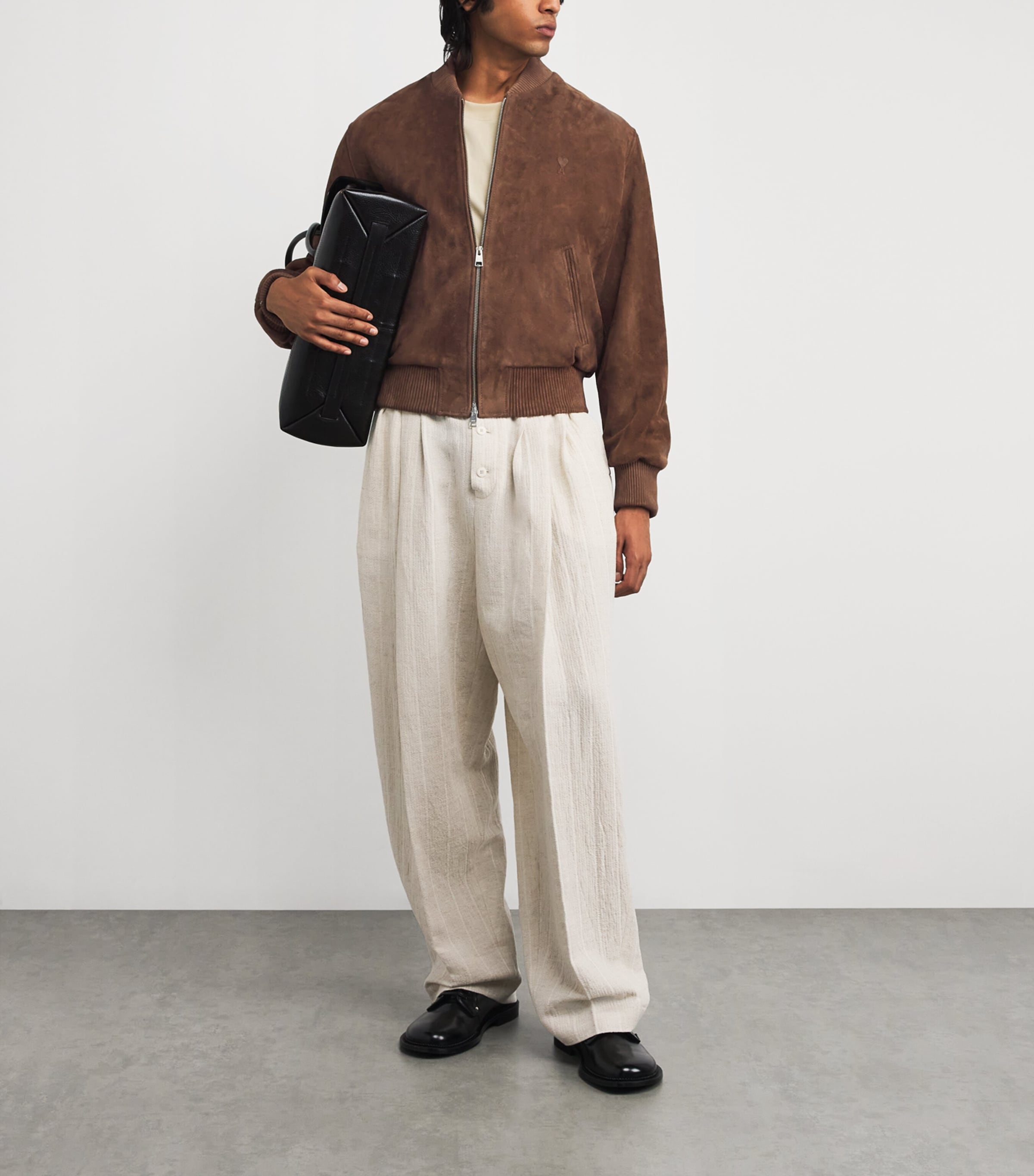 Suede Ami de Coeur Bomber Jacket 216 - NOISETTE Image 2