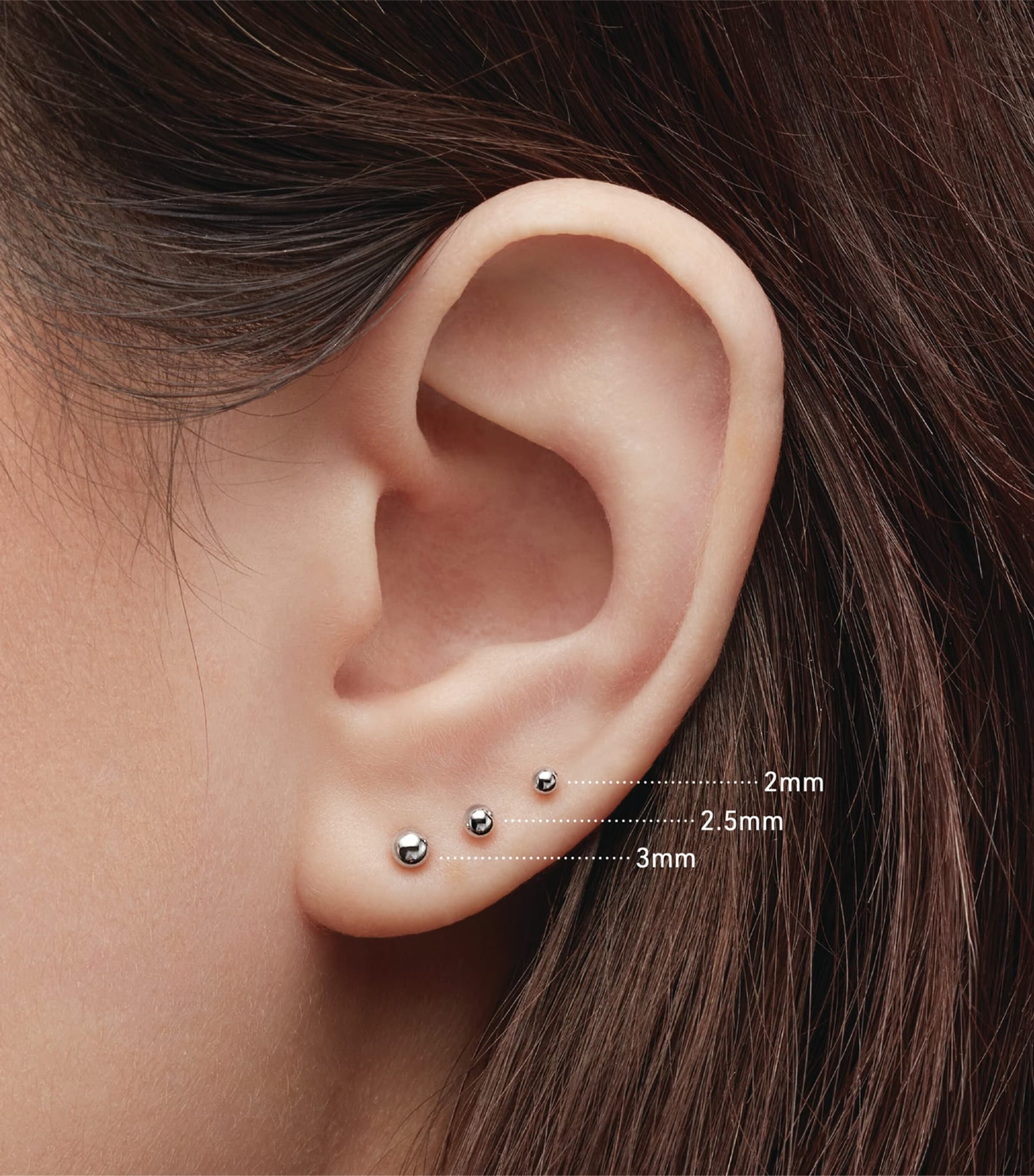 Rose Gold Ball Threaded Stud Earring (2mm) ROSE GOLD Image 2