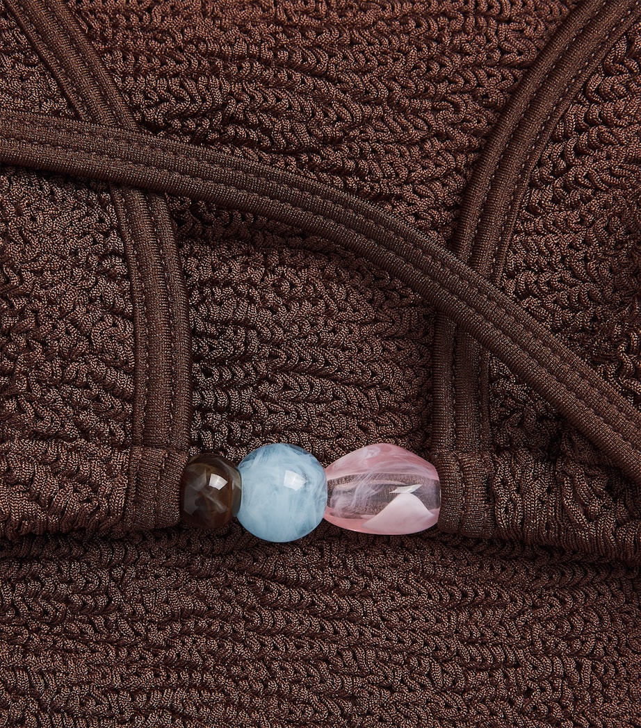 Hunza G Womens Beaded Gina Bikini Metallic Chocolate Image 6