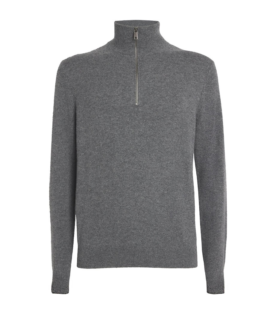 Falke Mens Cashmere Zipped Sweater Drk Gry Heather Image 1