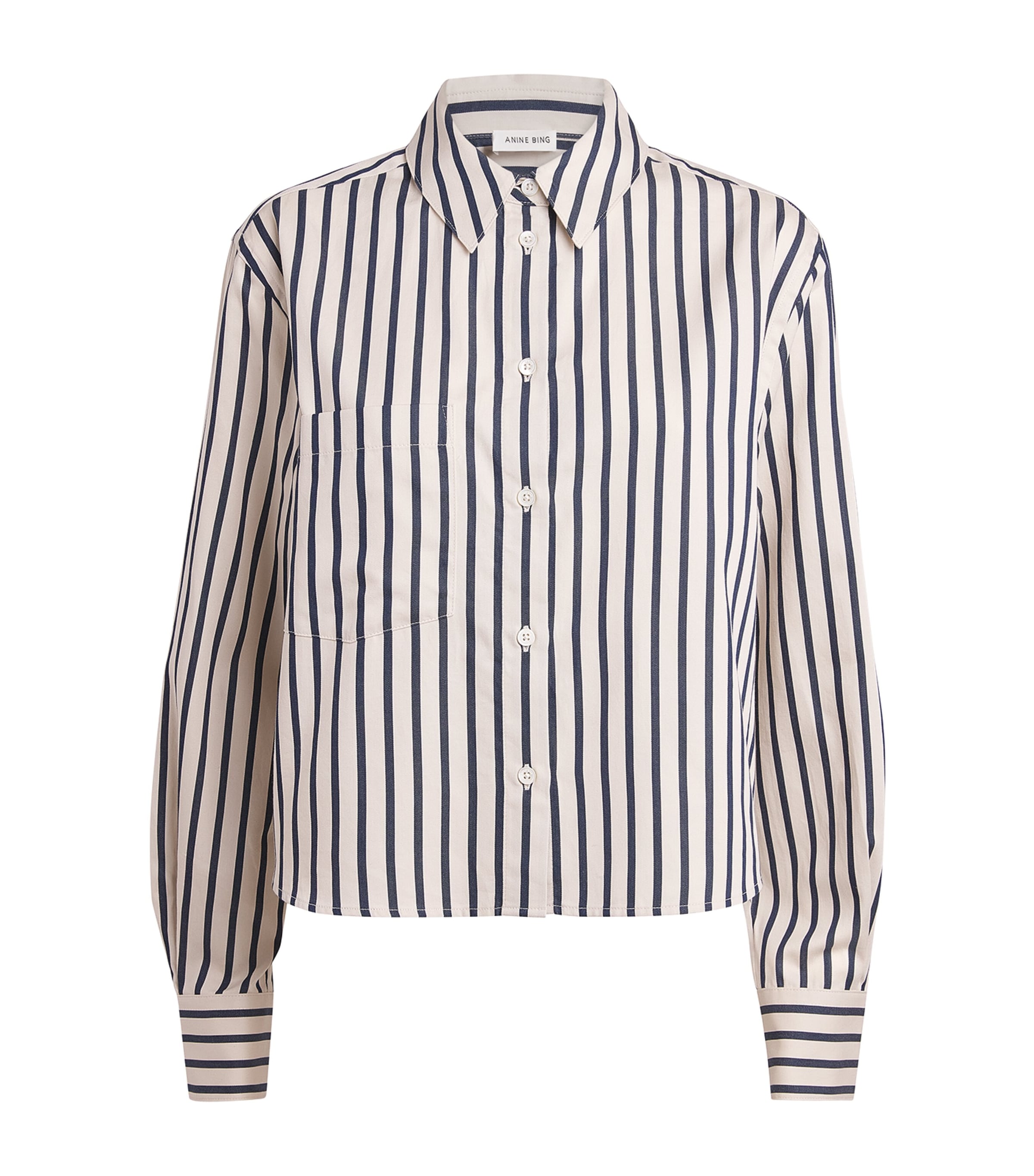 ANINE BING Womens Cotton Stripe Essie Shirt Maritime Stripe Image 1