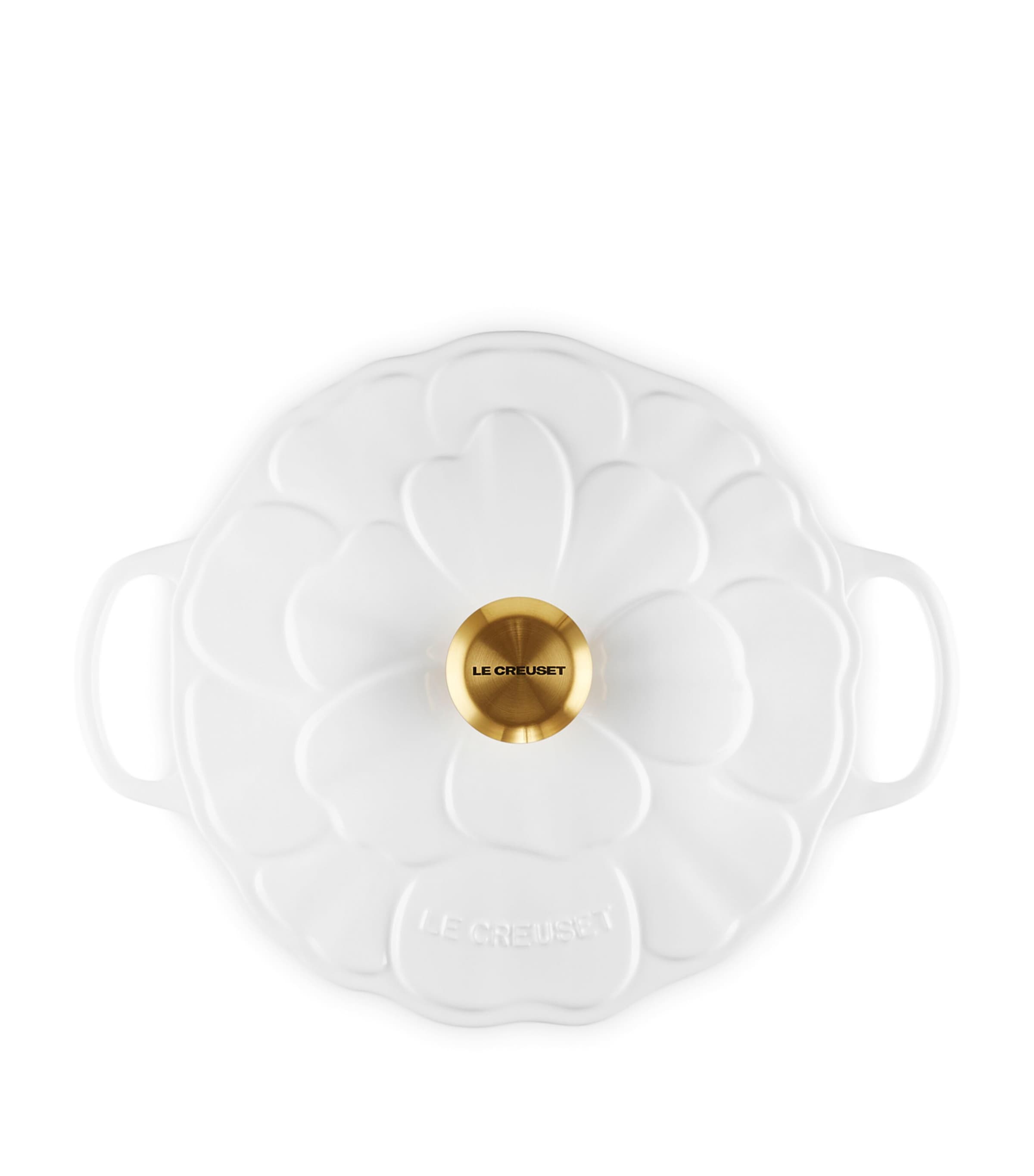 Le Creuset Cast Iron Petal Casserole Dish (26cm) White Image 5