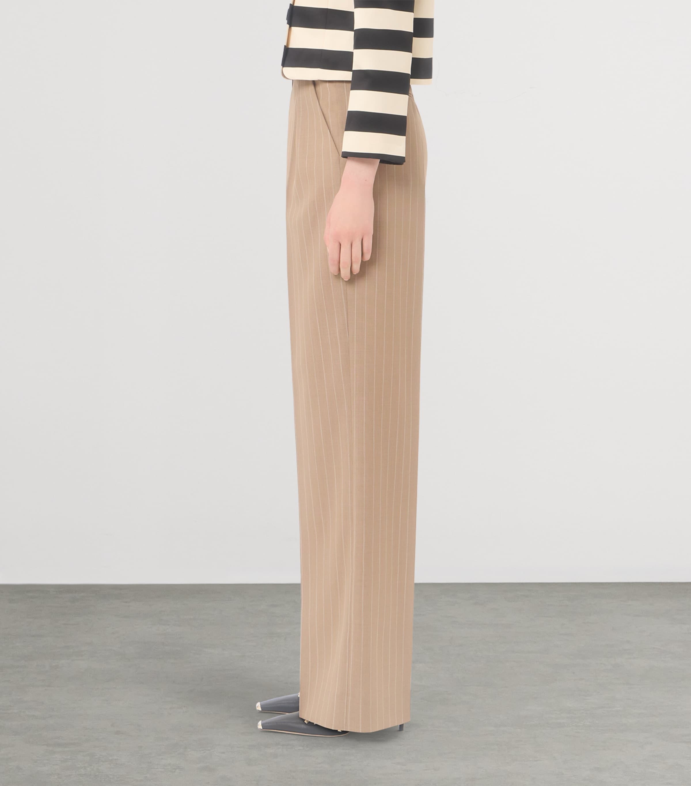 Valentino Womens Wool Pinstripe Wide-Leg Trousers Image 4