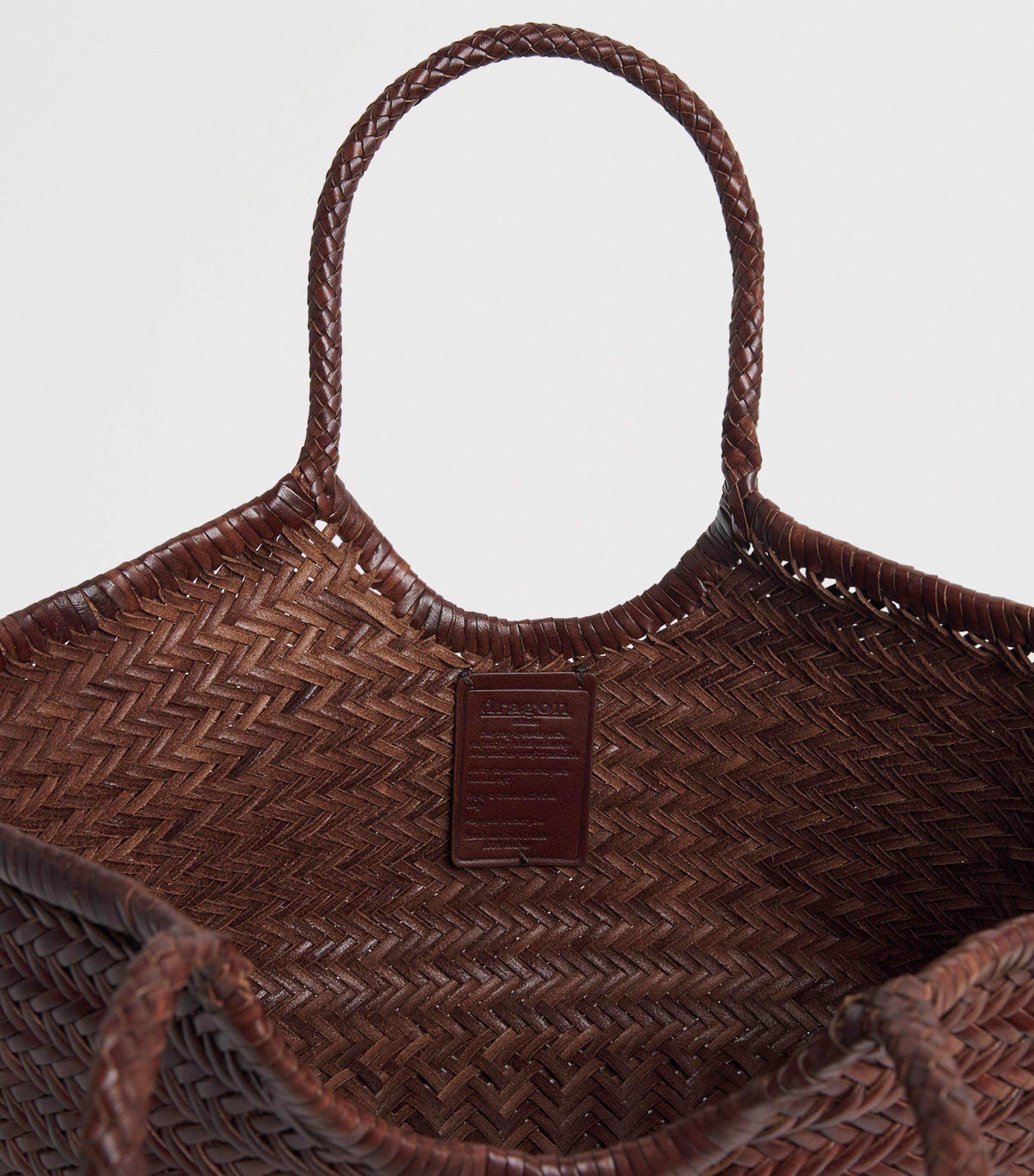 DRAGON DIFFUSION Large Leather Woven Nantucket Tote Bag Bruciato Image 5