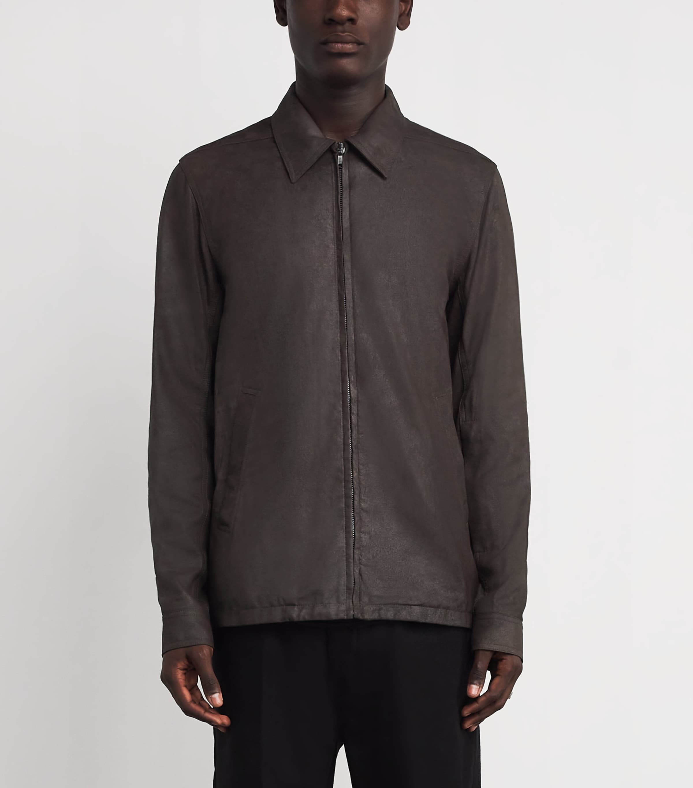 Rick Owens Brown Brad Leather Jacket | Harrods US