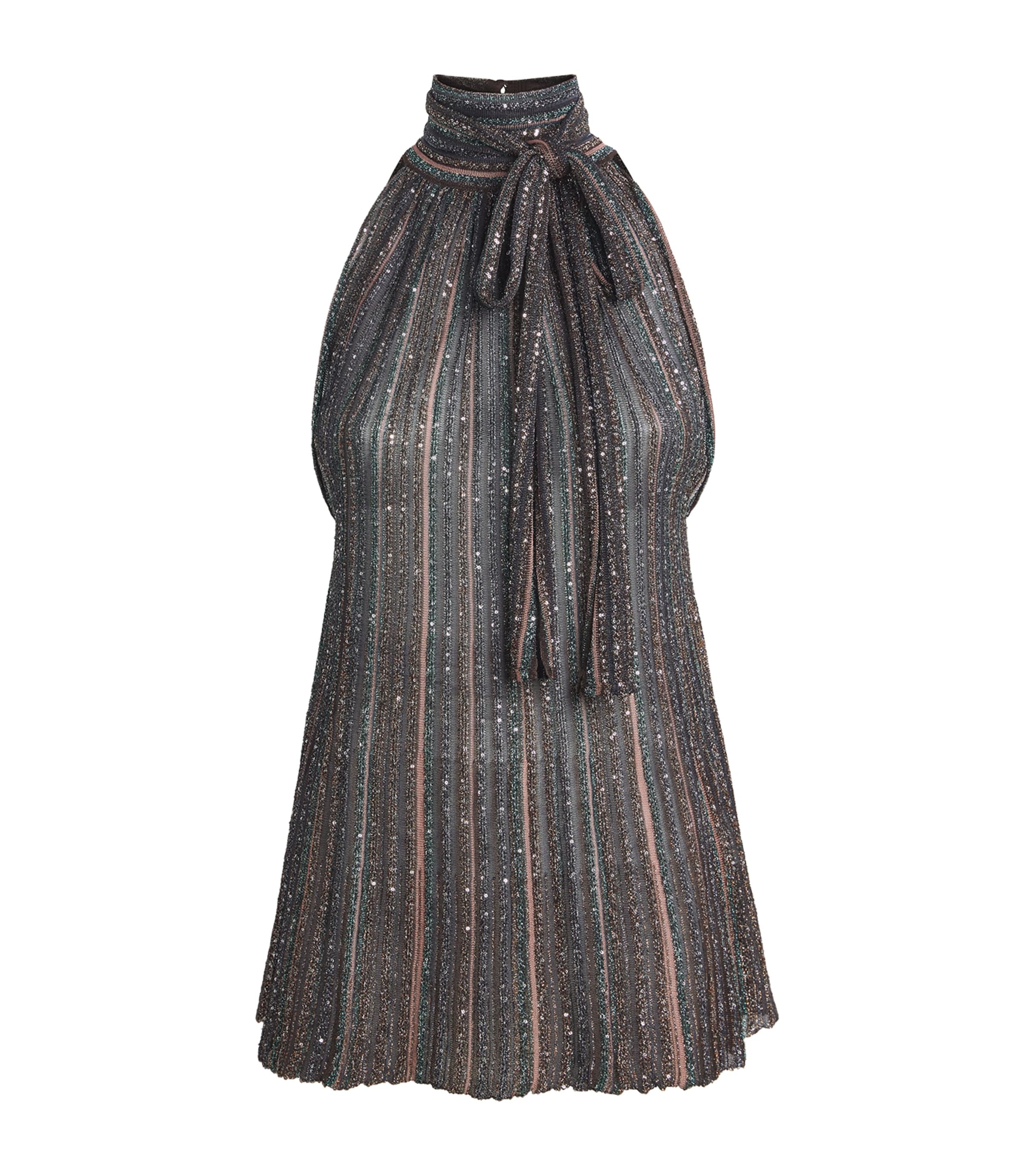 Missoni Womens Sequin-Embellished Halterneck Top Drk Brown Tone Image 1