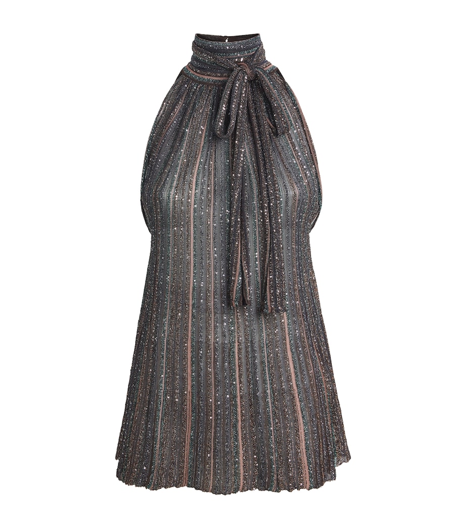 Missoni Womens Sequin-Embellished Halterneck Top Drk Brown Tone Image 1