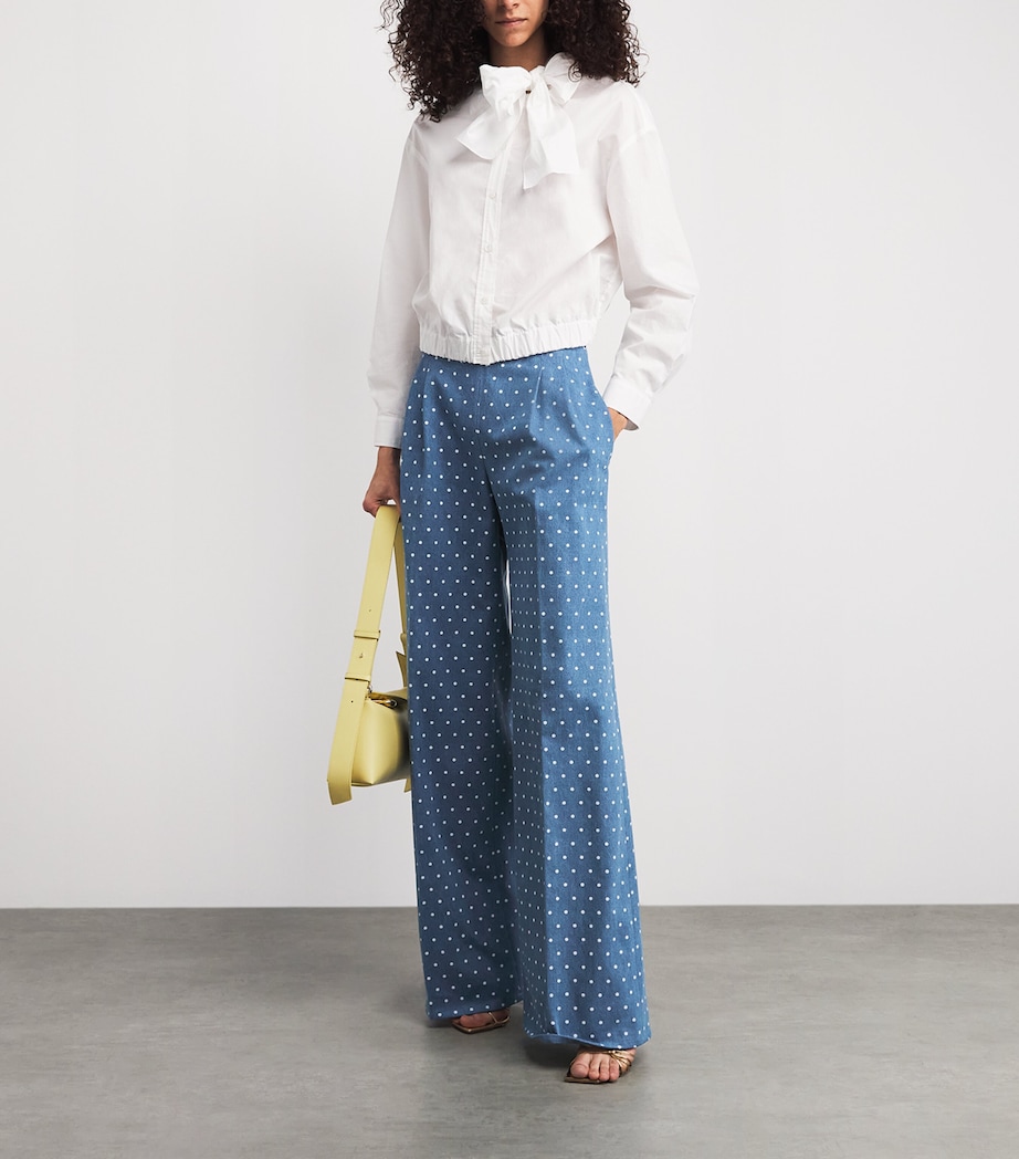 Carolina Herrera Womens Cotton Polka Dot Marisole Trousers Light Blue Image 2