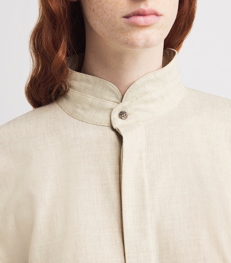 Cashmere-Wool Wide A-Line Shirt UNDYED Image 6