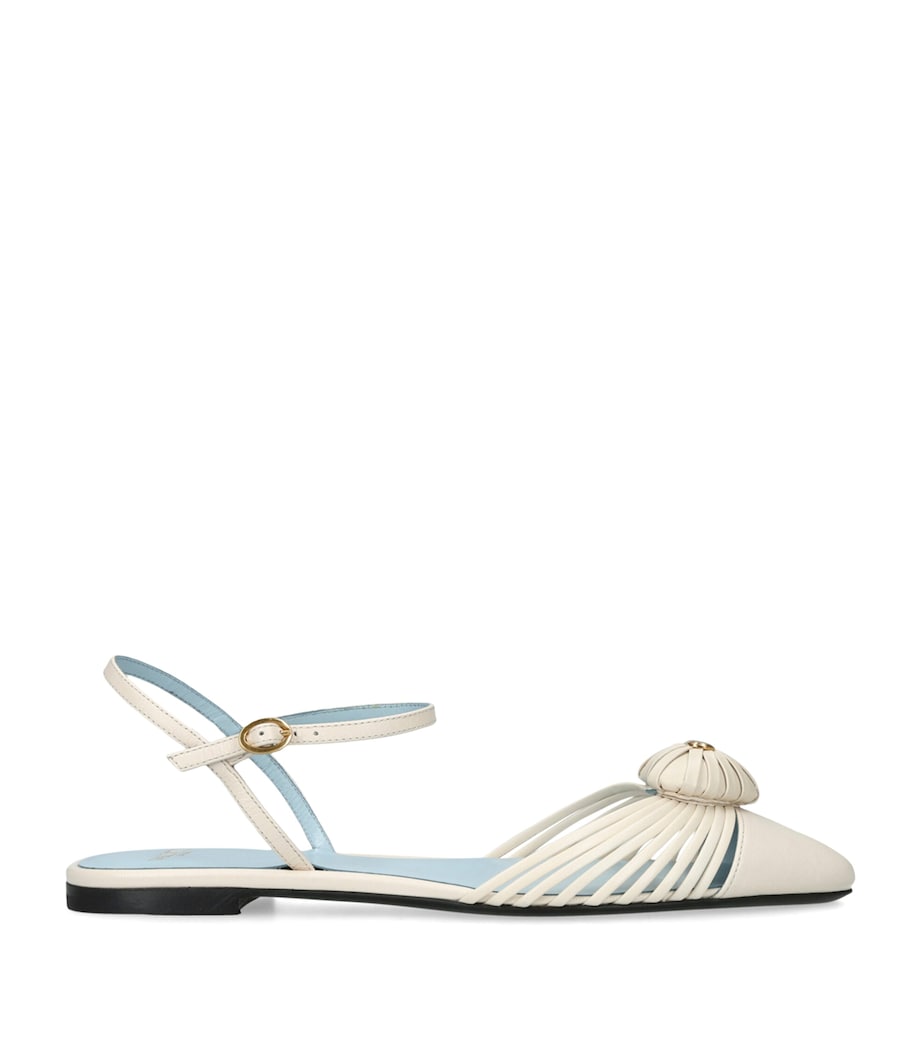 Leather Royal VLogo Metallic Leather Flat Sandals WHITE Image 1