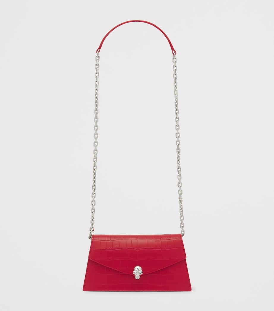 McQueen Mini Croc-Embossed Skull Shoulder Bag Image 3