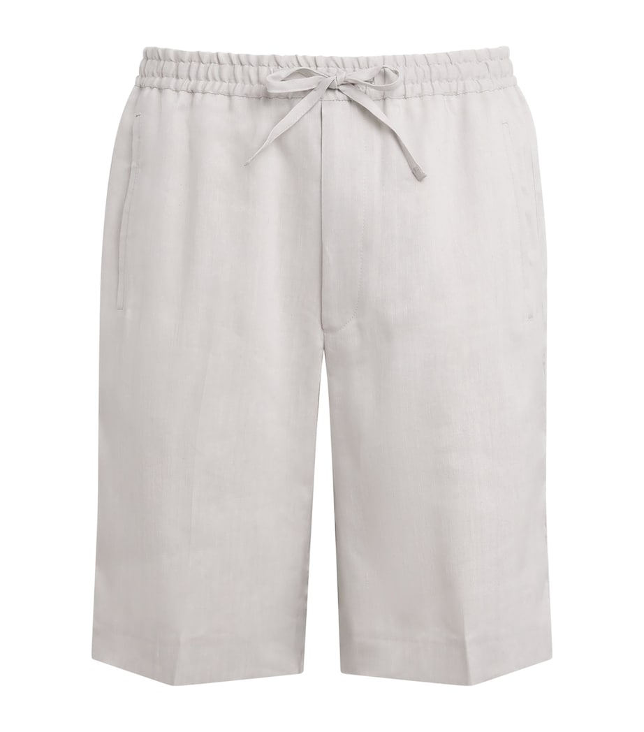 Corneliani Mens Linen-Virgin Wool-Mohair Drawstring Shorts Natural White Image 1