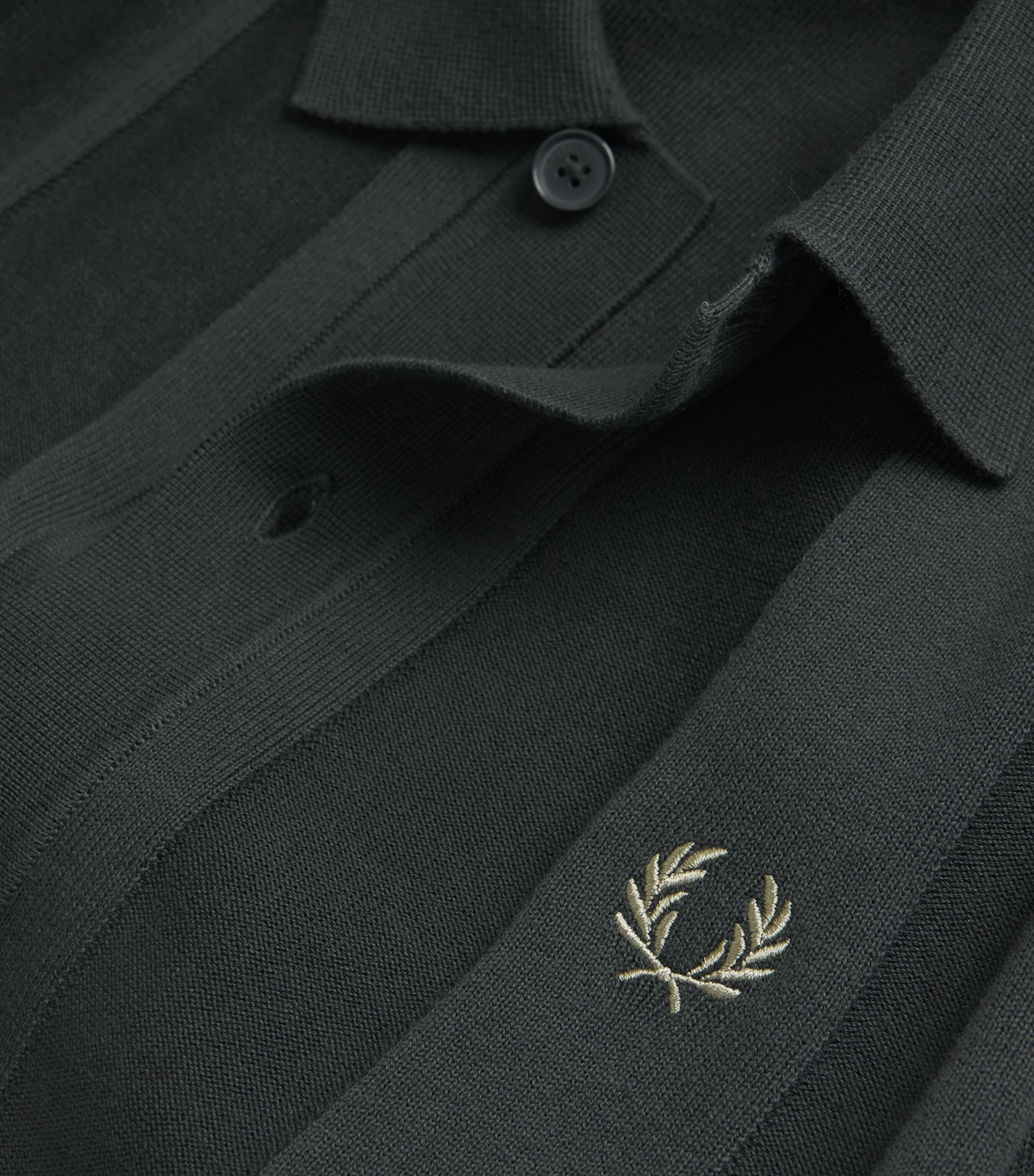 Fred Perry Mens Cotton Knitted Polo Shirt Grn Image 5