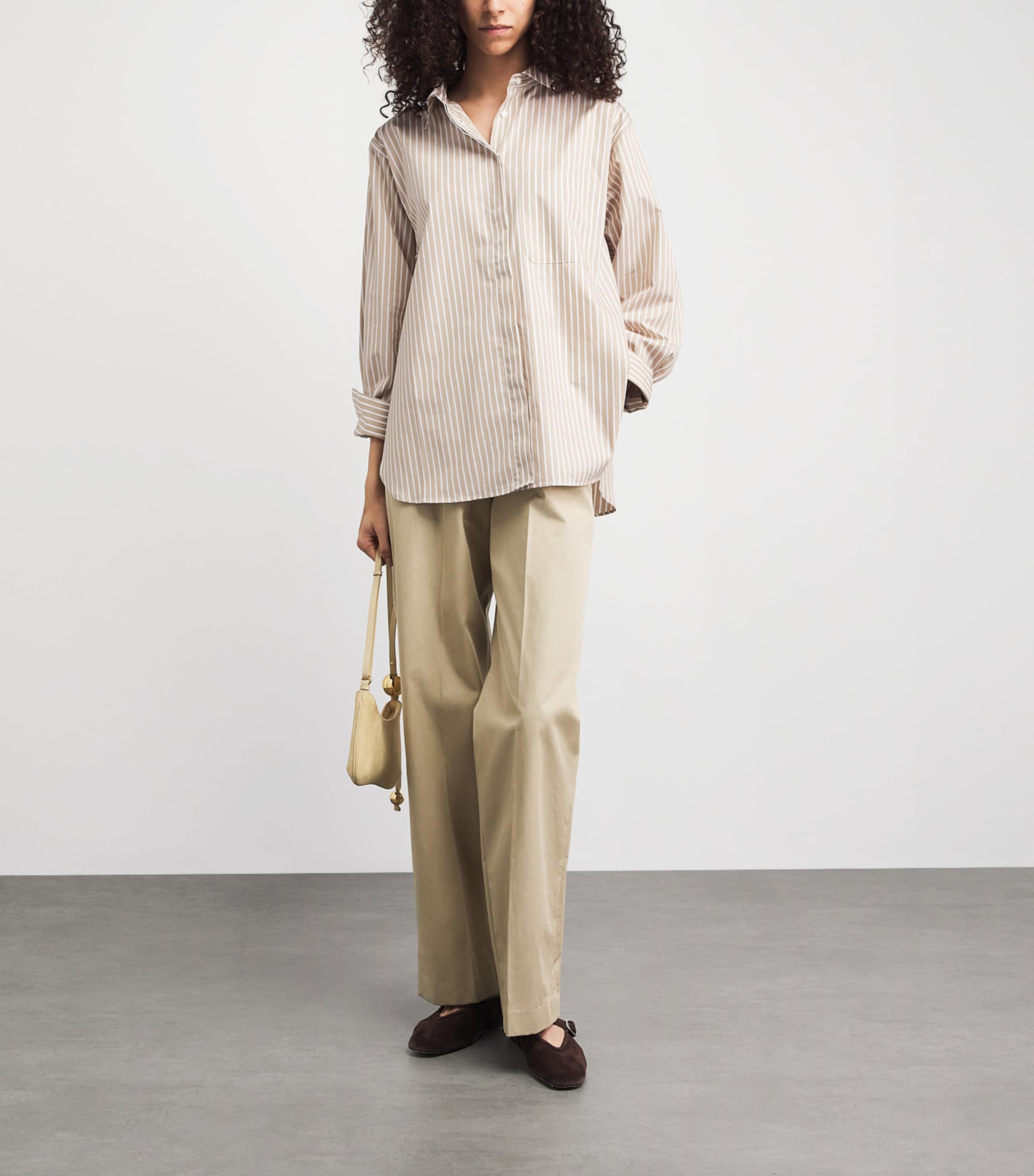 Stylein Womens Cotton Stripe Jansell Shirt Beige Stripe Image 2