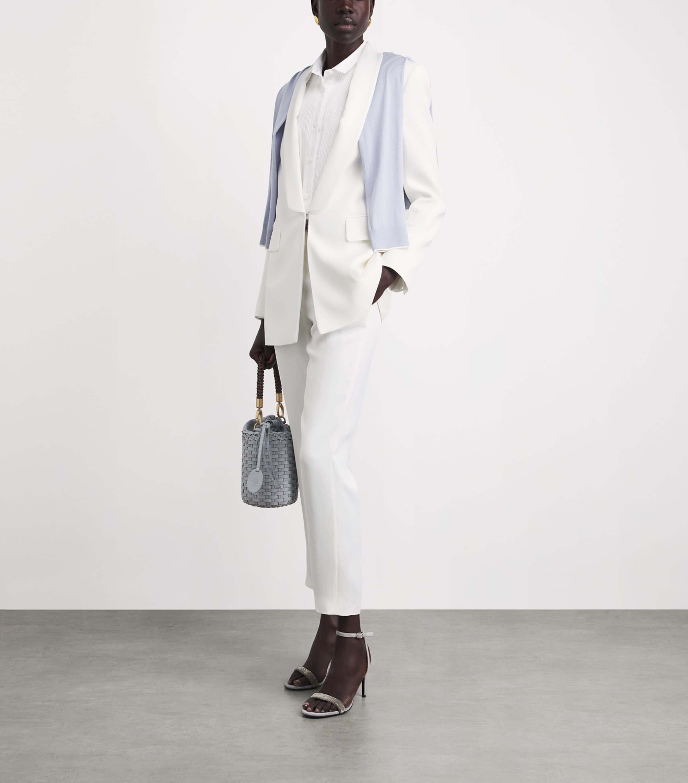 Eleventy Womens Twill Tuxedo Jacket Bianco Image 2